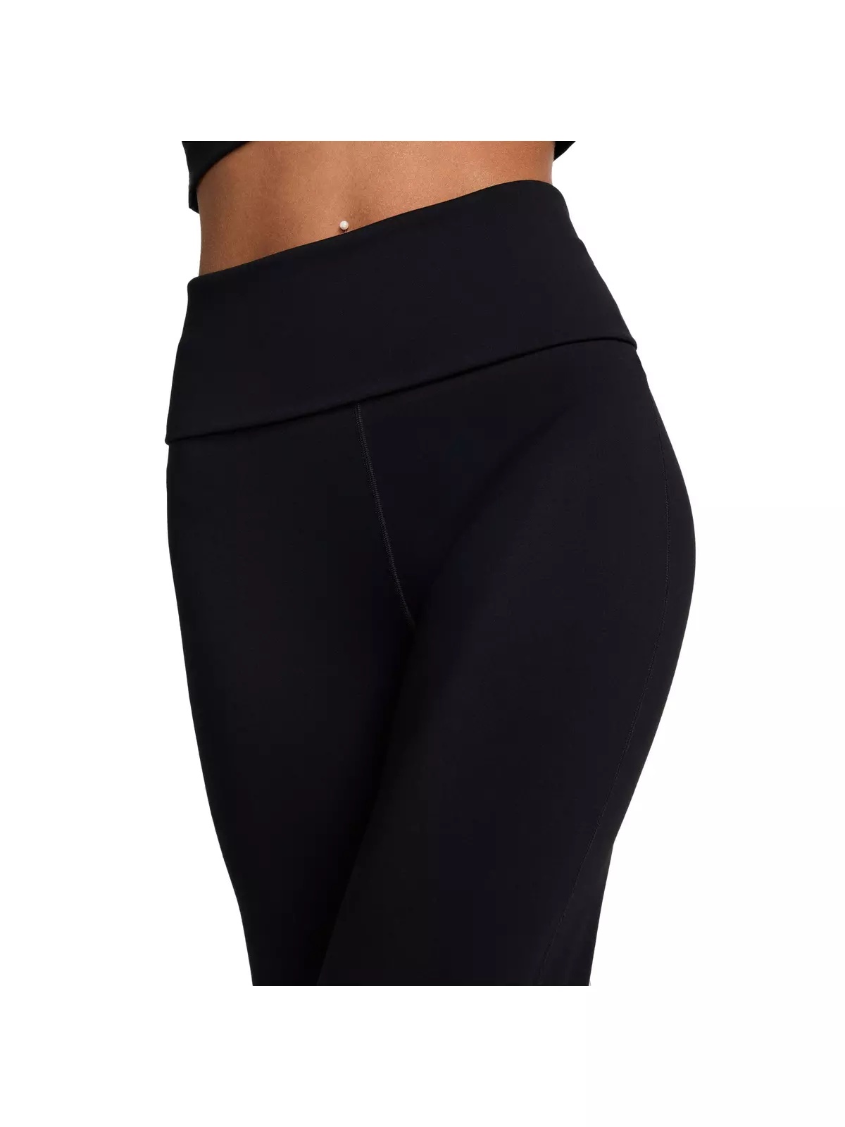 One Women's Dri-FIT High-Waisted Fold-Over Pants -Black - 3
