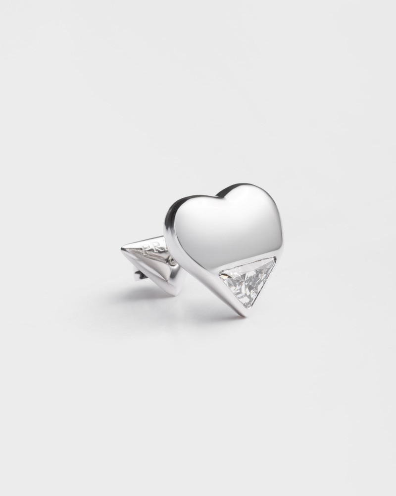 Prada Eternal Gold Nano Heart single earring in white gold with lab-created diamond outlook