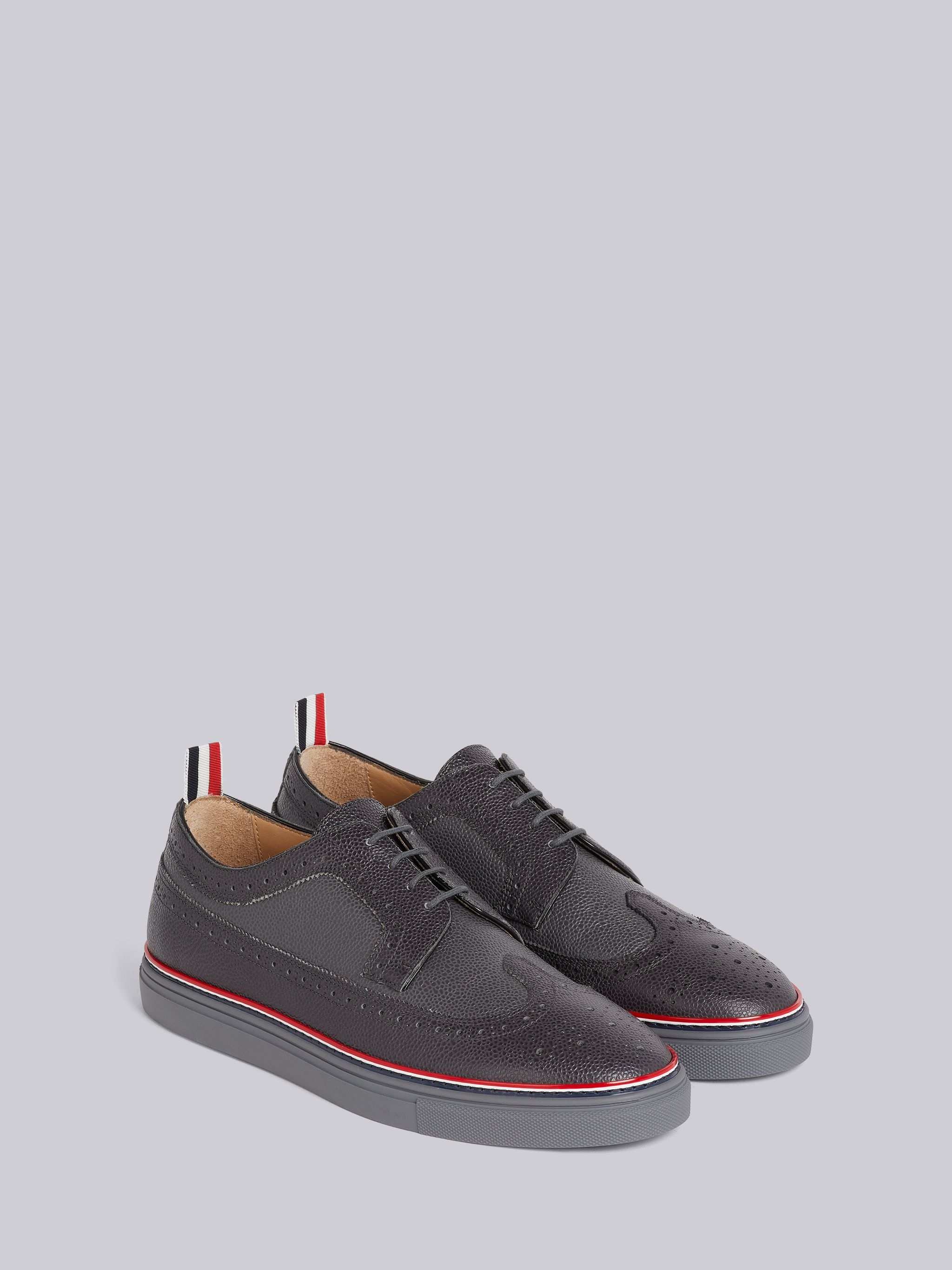 Medium Grey Pebbled Calfskin Longwing Brogue Trainer - 2