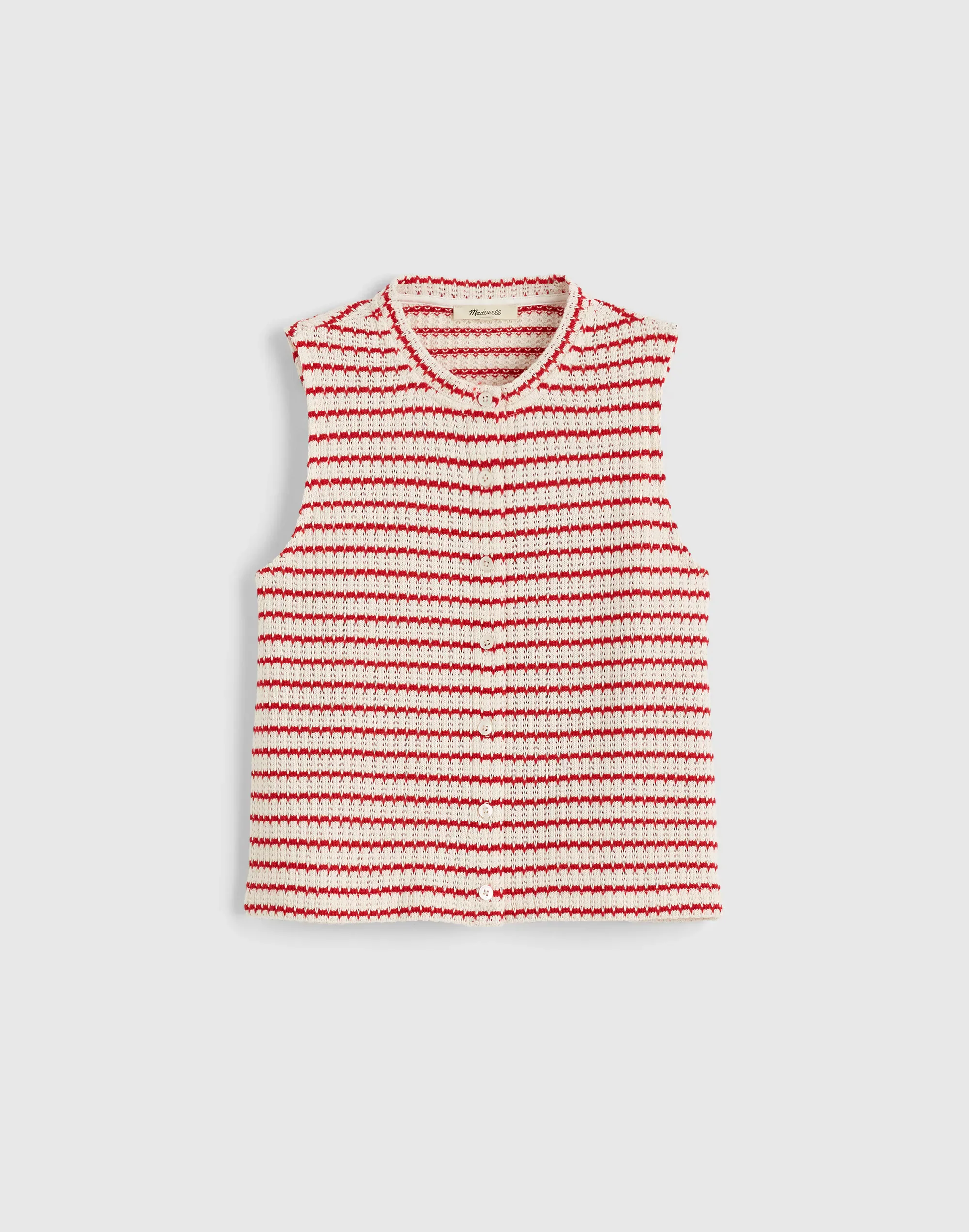 Textured-Knit Button-Front Shell Top - 1