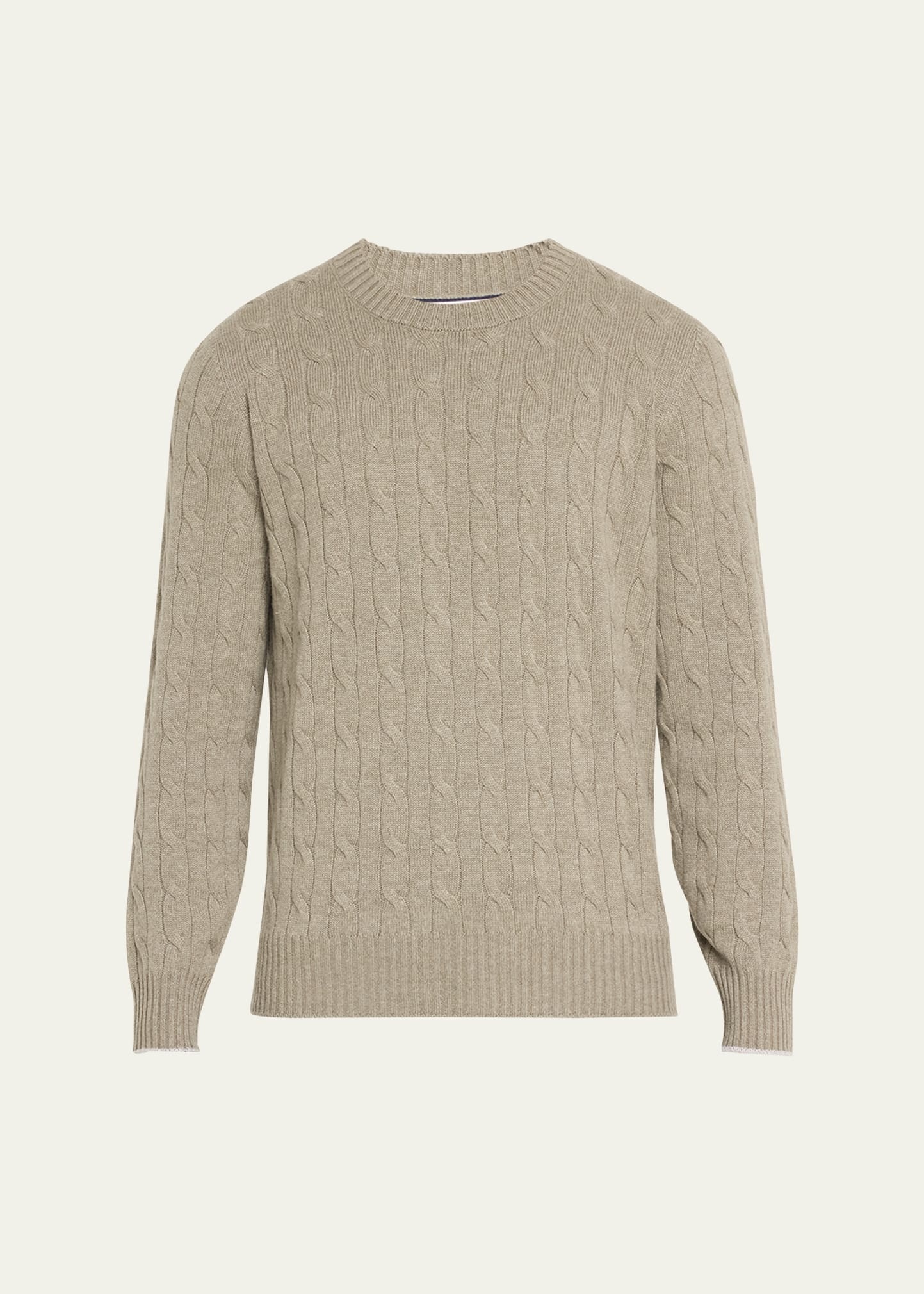 Men's Cashmere Cable Knit Crewneck Sweater - 1