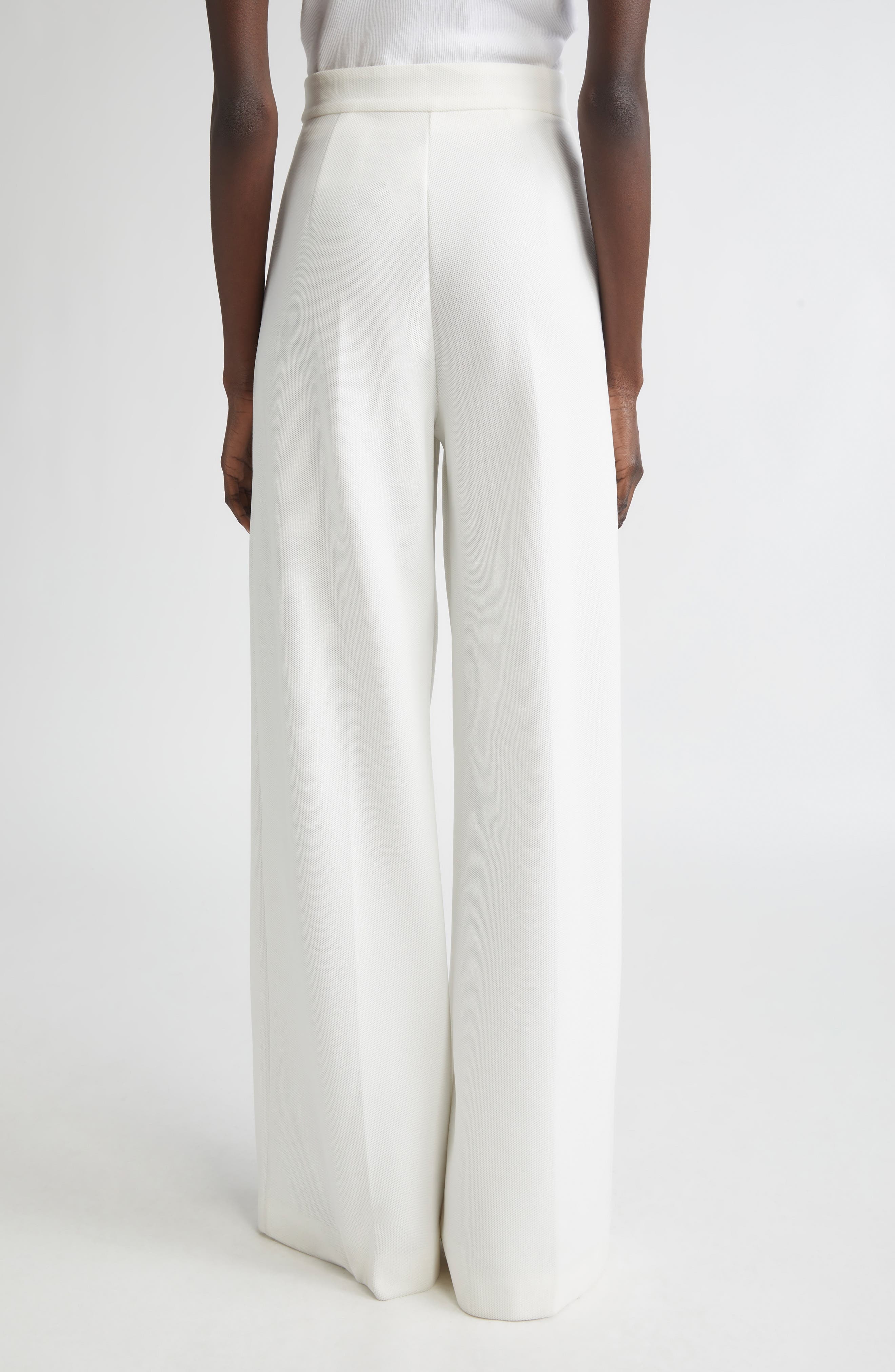 Max Mara Ponte Knit Wide Leg Pants in White at Nordstrom - 3