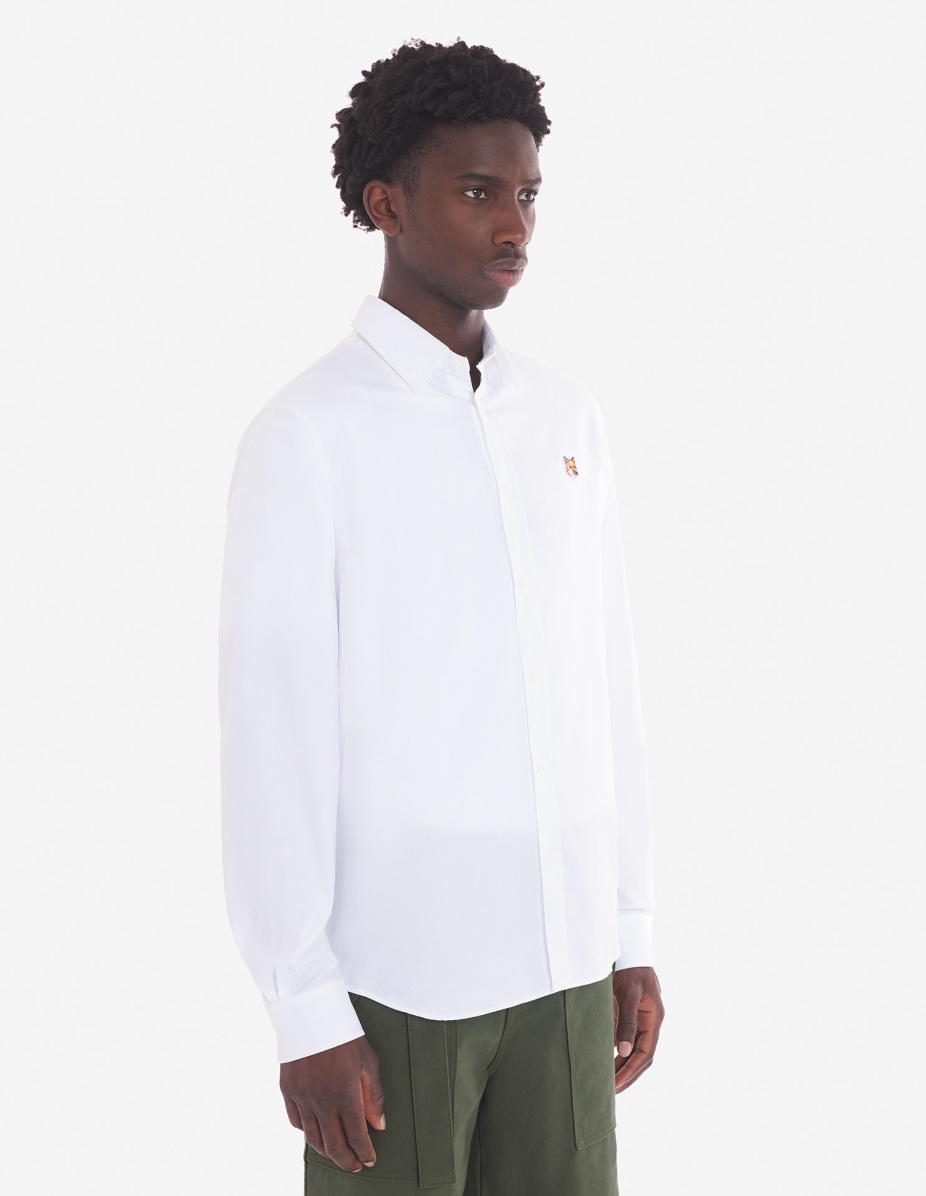 BUTTON DOWN CLASSIC SHIRT WITH INSTITUTIONAL FOX HEAD PATCH IN OXFORD - 4