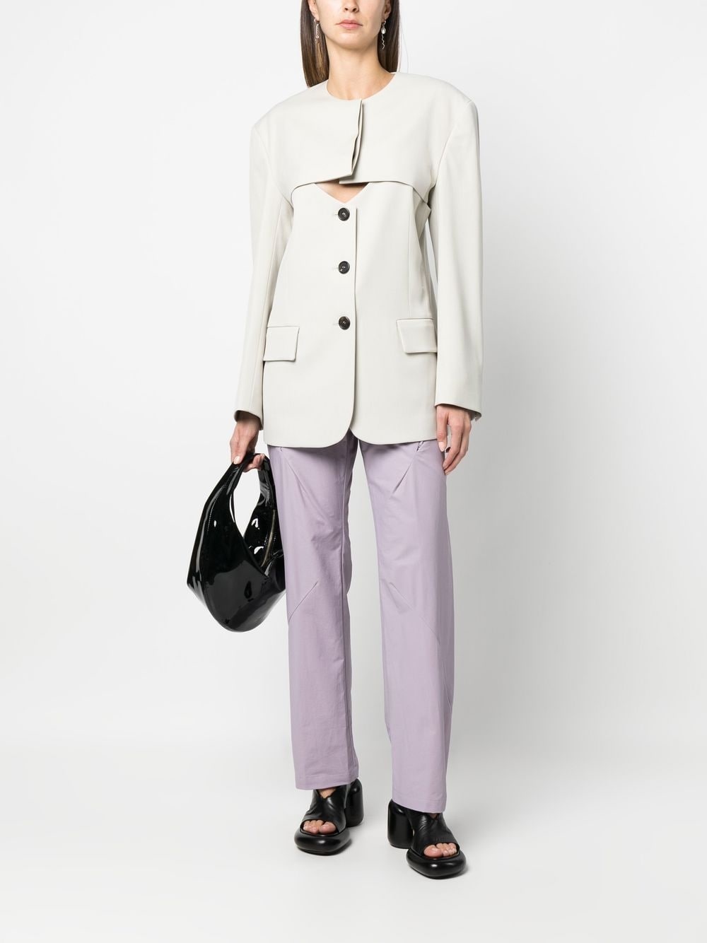 cut-out buttoned jacket - 2