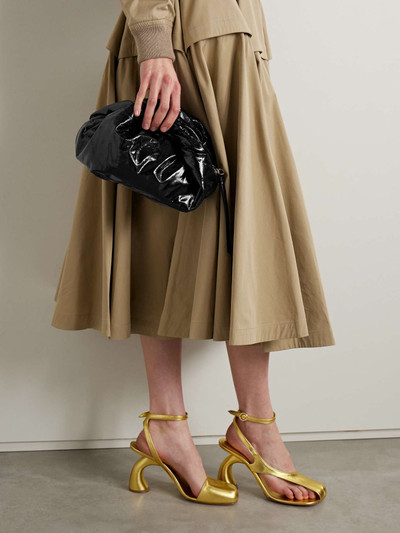 Dries Van Noten Gathered crinkled glossed-leather tote outlook