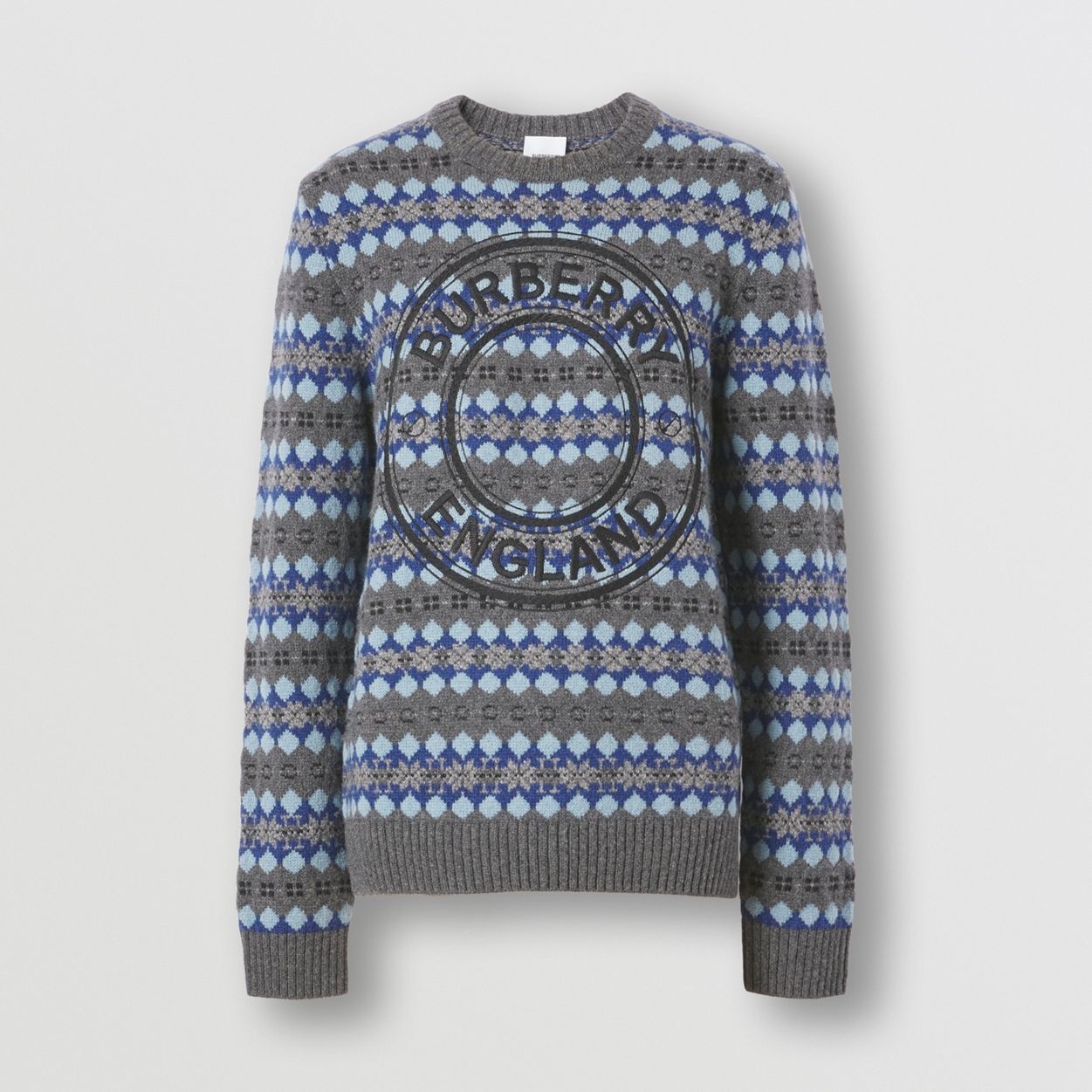 Logo Graphic Fair Isle Cashmere Wool Sweater - 1