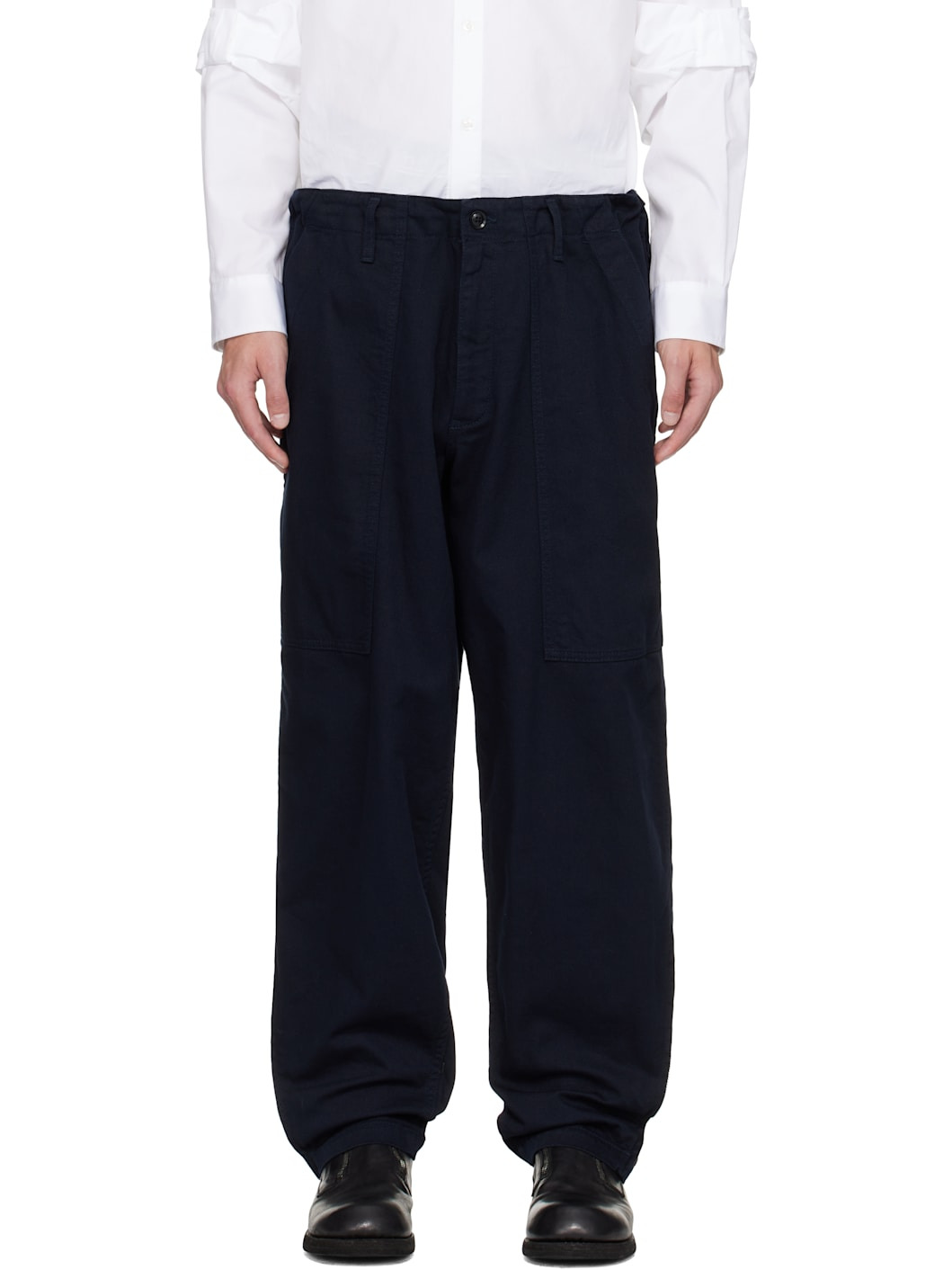Navy BS Katsuragi Hem Zip Painter Trousers - 1