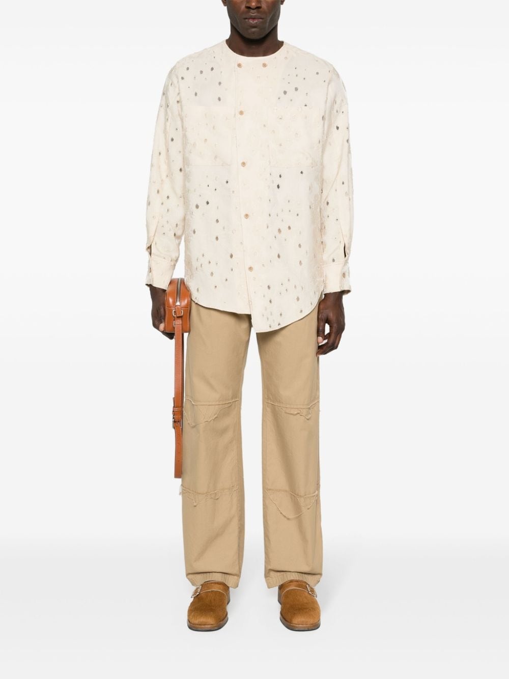 floral-jacquard long-sleeve shirt - 2