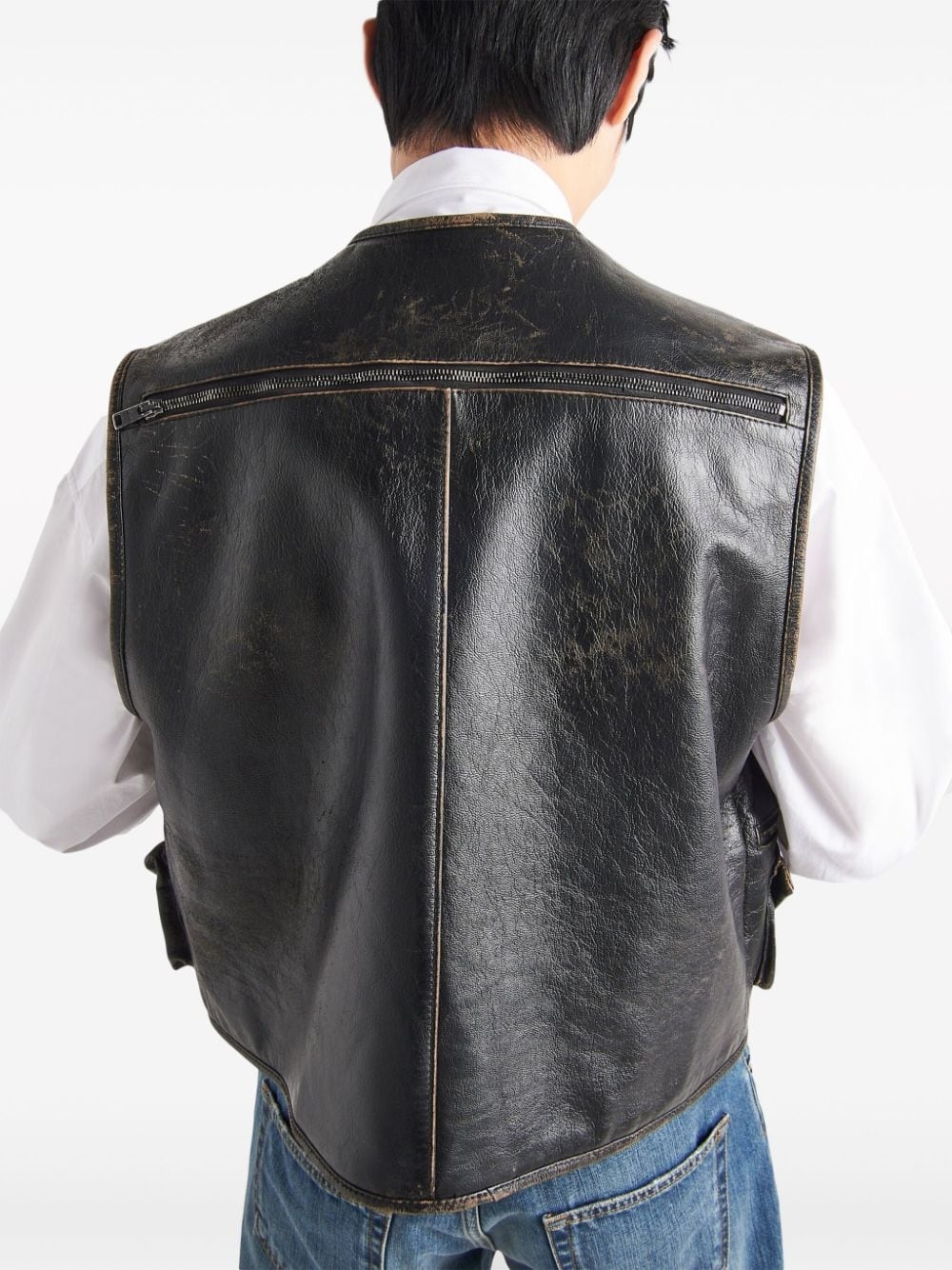 leather cargo gilet - 5