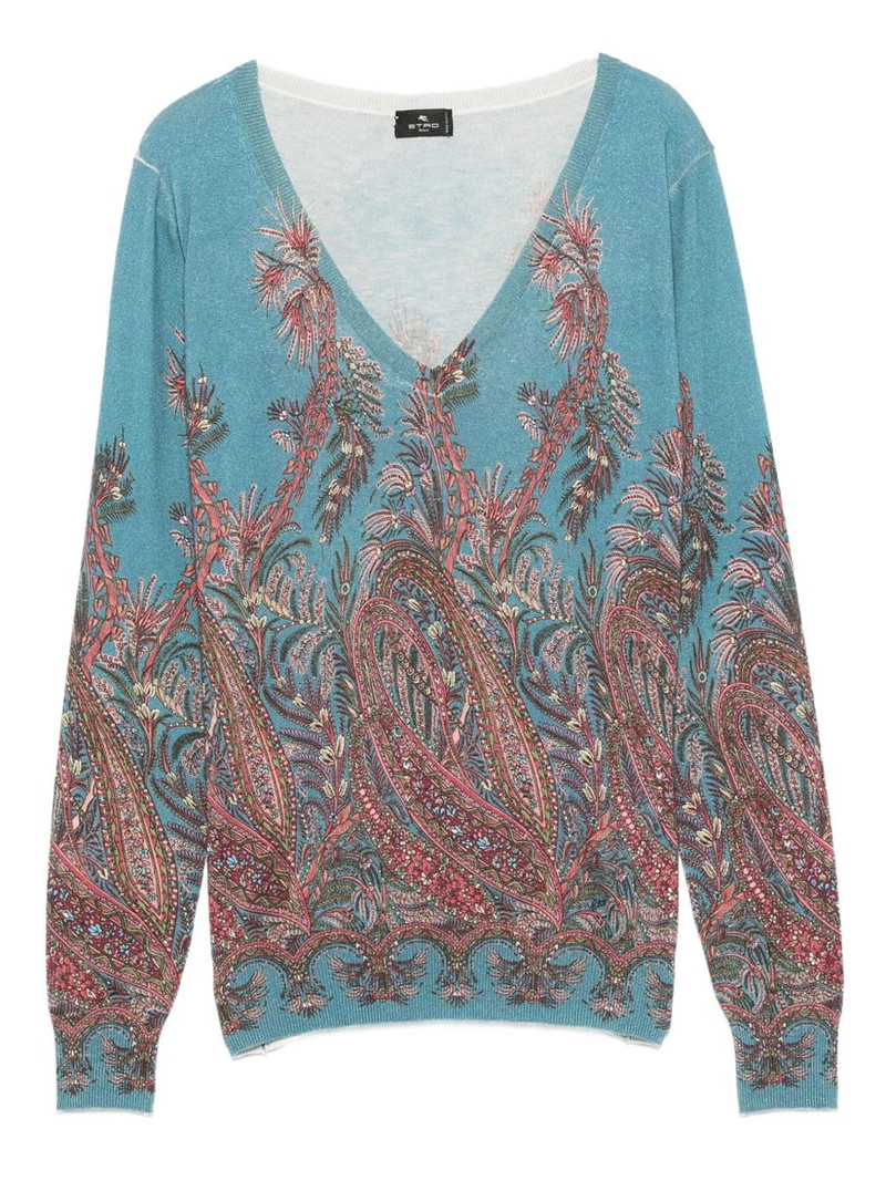 paisley-print V-neck top 1