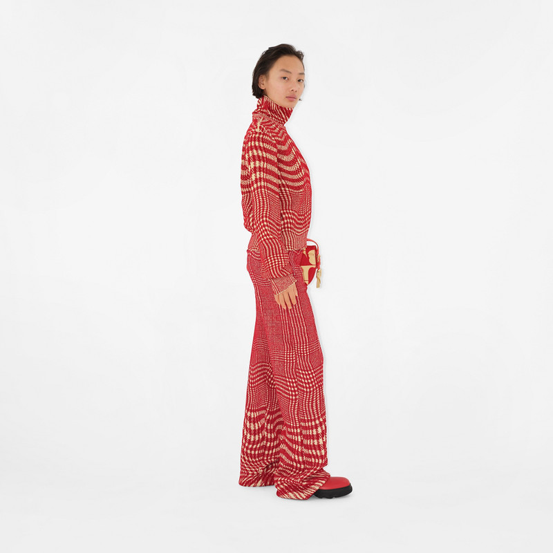 Warped Houndstooth Wool Blend Trousers 3