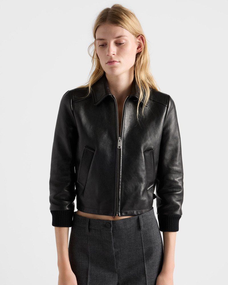 Leather blouson jacket 4