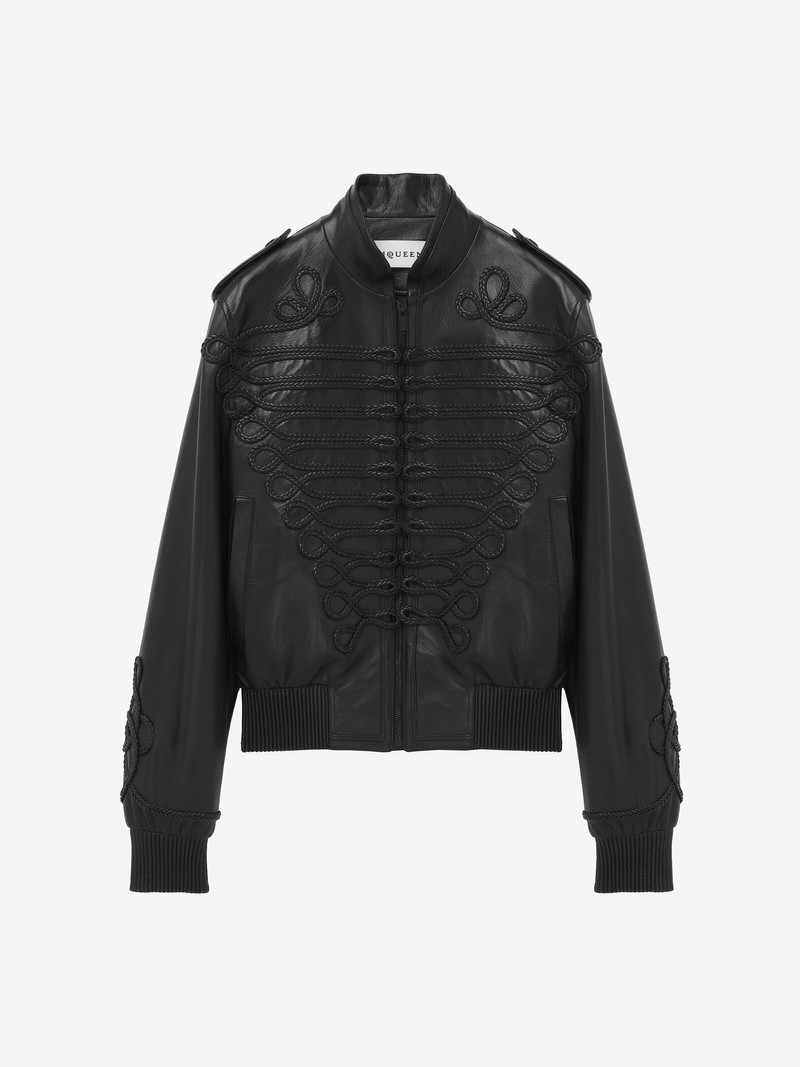 Frogging Embroidery Leather Jacket 1