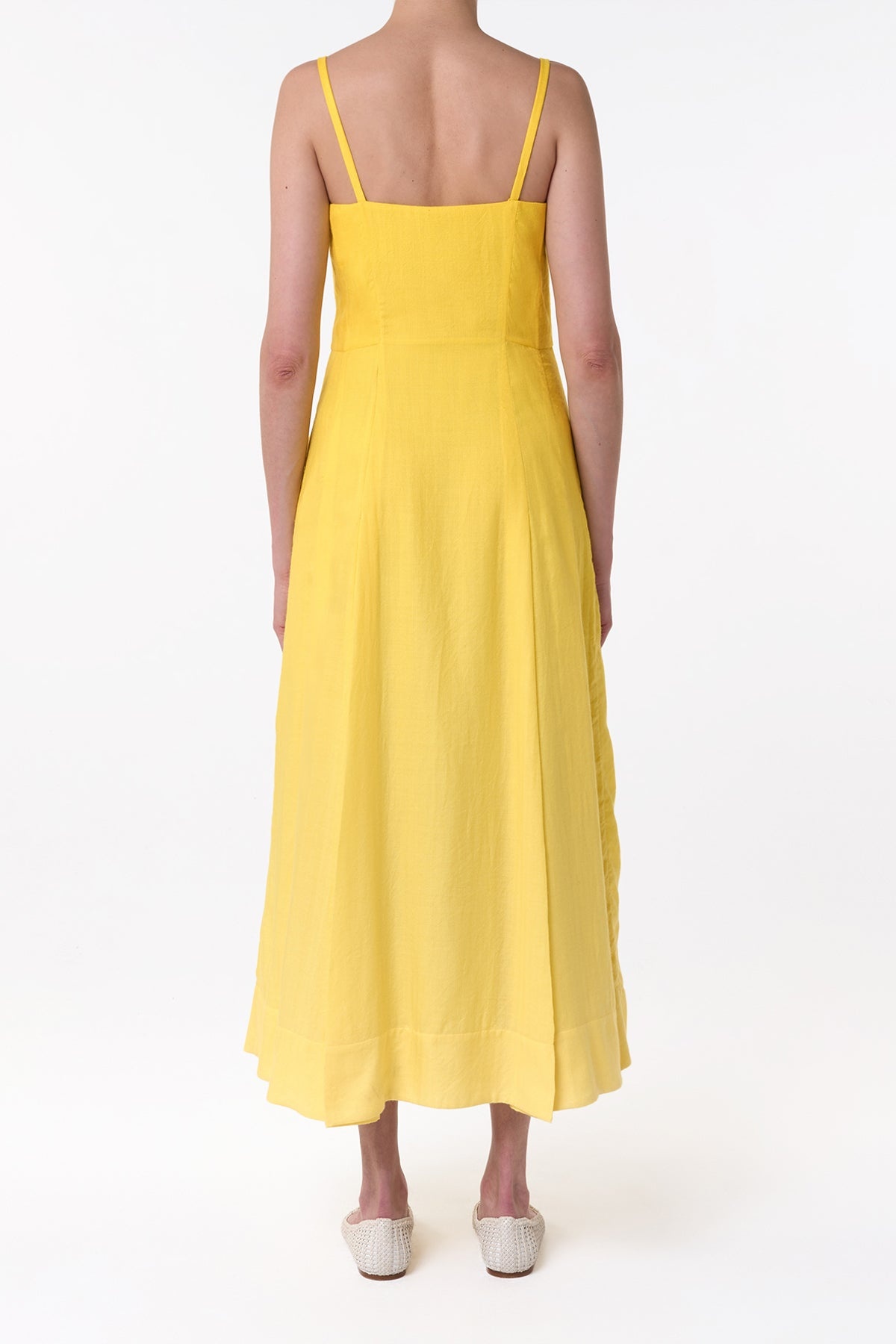 Magritte Maxi Dress in Cadmium Yellow Cashmere Silk Herringbone - 4