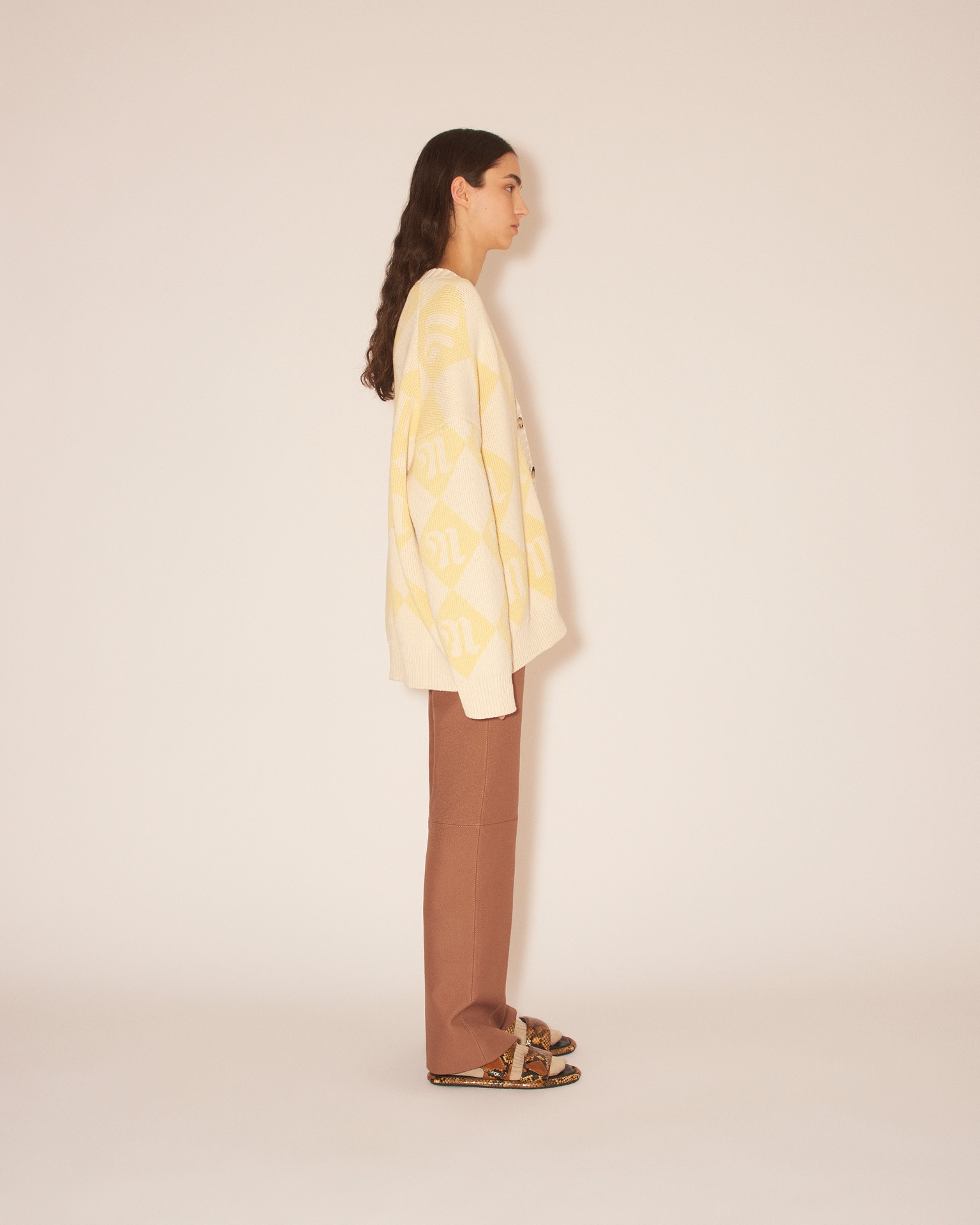NISA - Oversized V-neck carding - Creme/Yellow - 4