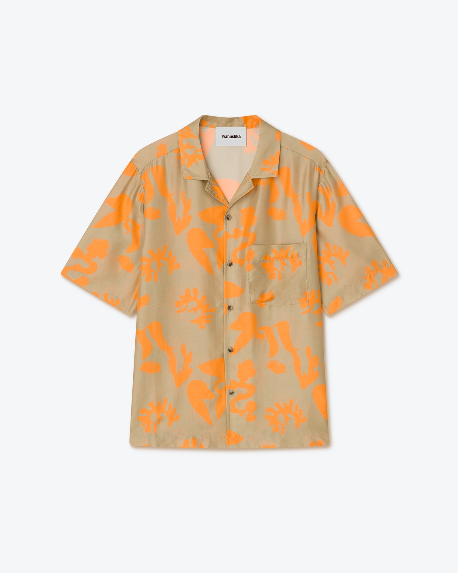 BODIL - Printed silk-twill shirt - Orange - 1