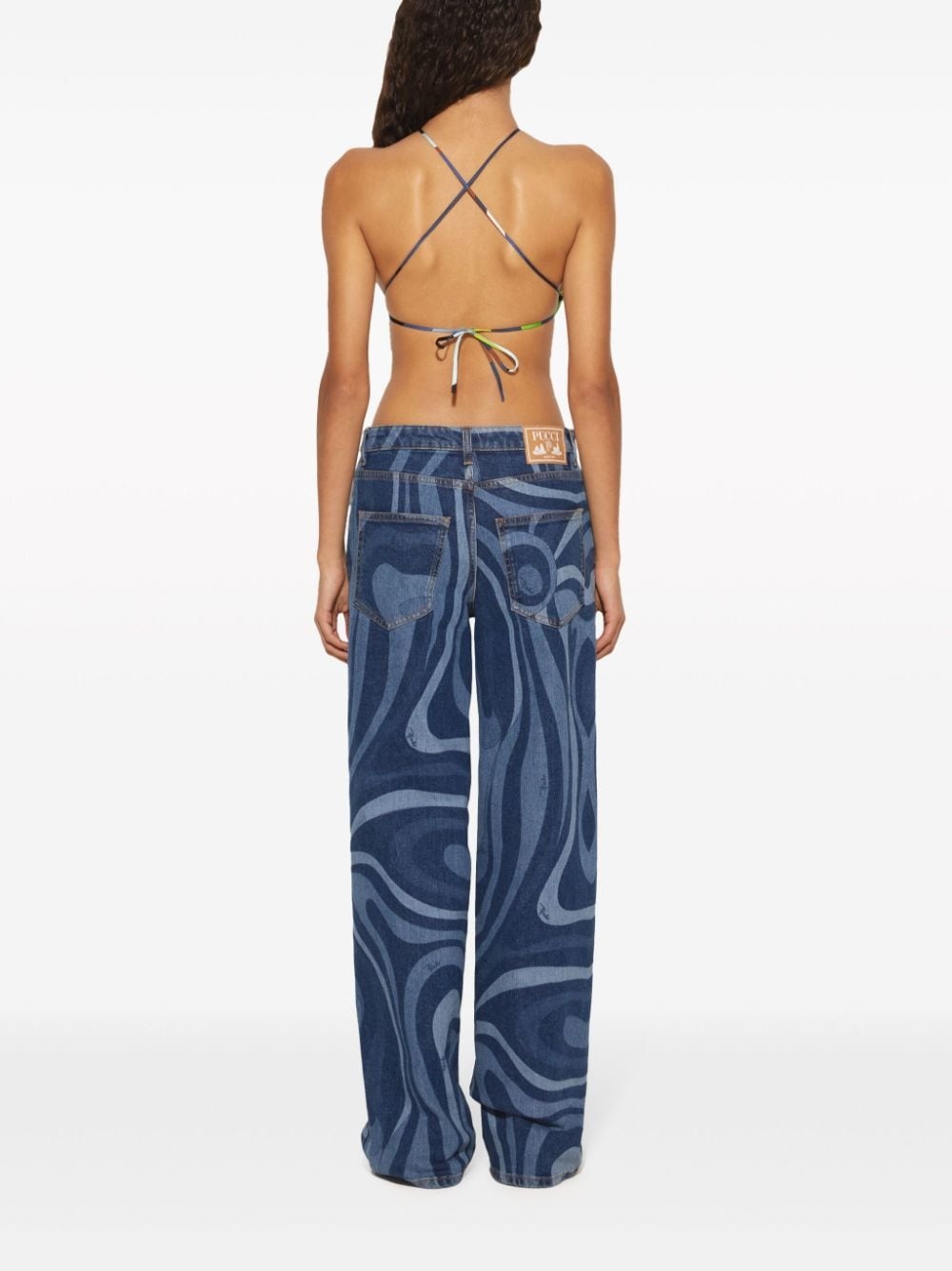 Marmo-print denim top - 4