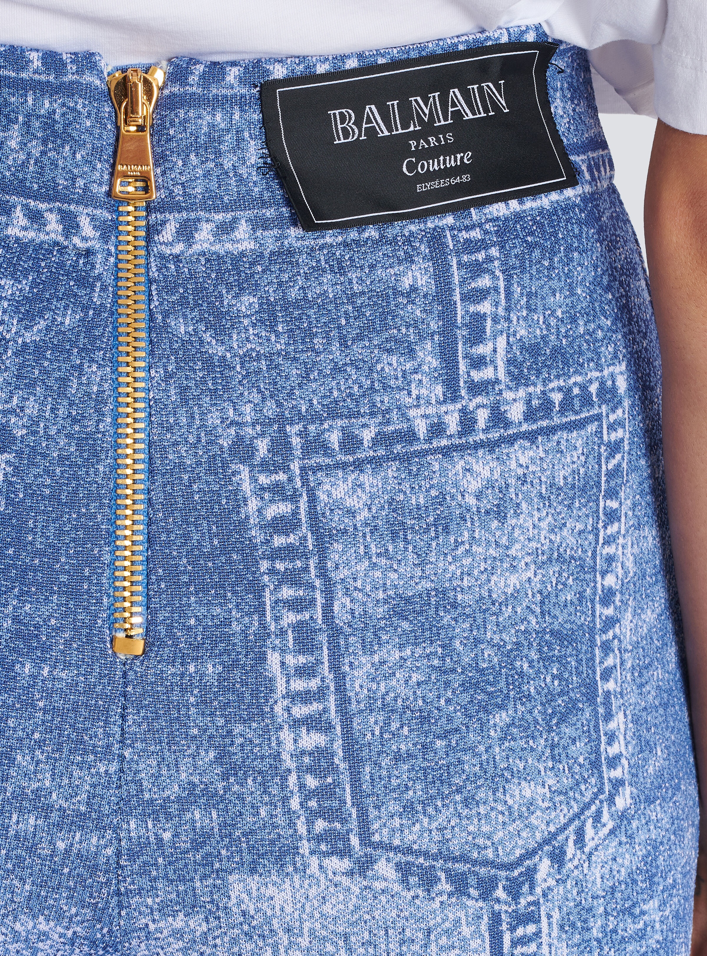 Jacquard knit leggings with denim effect - 7