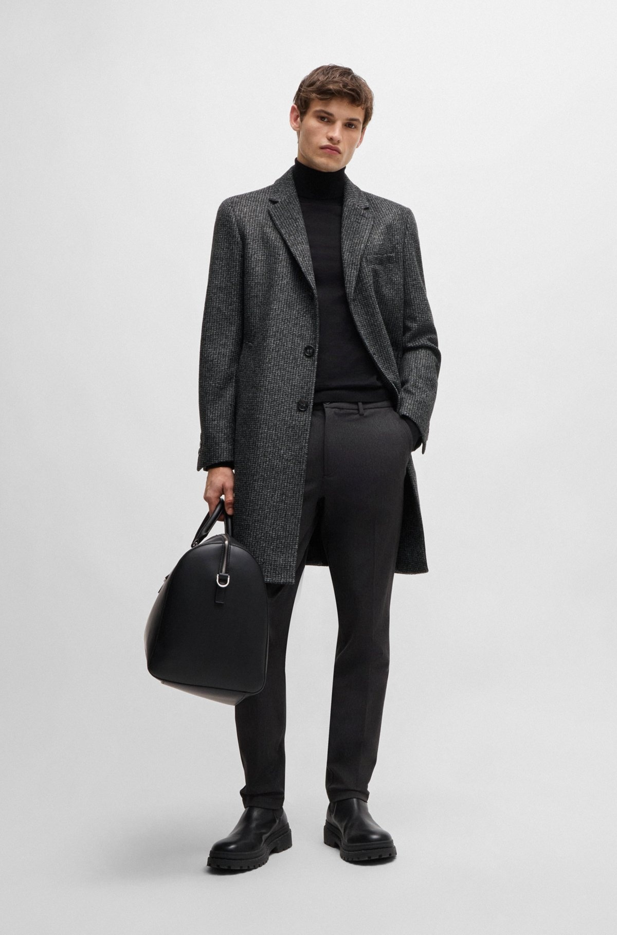 SLIM-FIT COAT IN PATTERNED JERSEY - 4