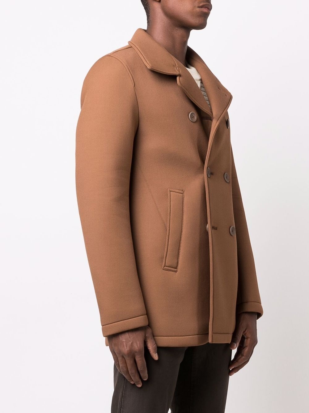 toffee double-breasted peacoat - 3