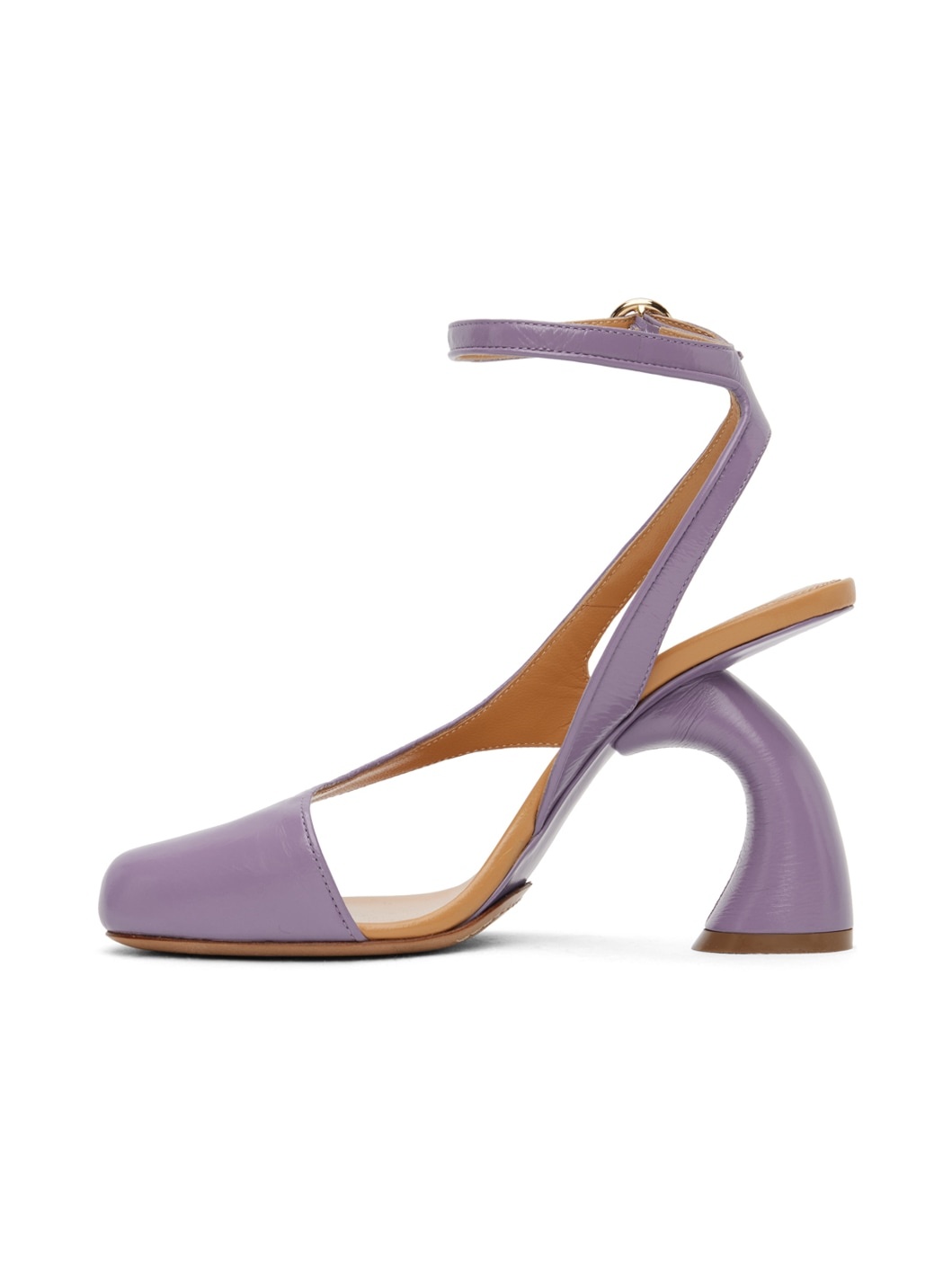 Purple Leather Heeled Sandals - 3