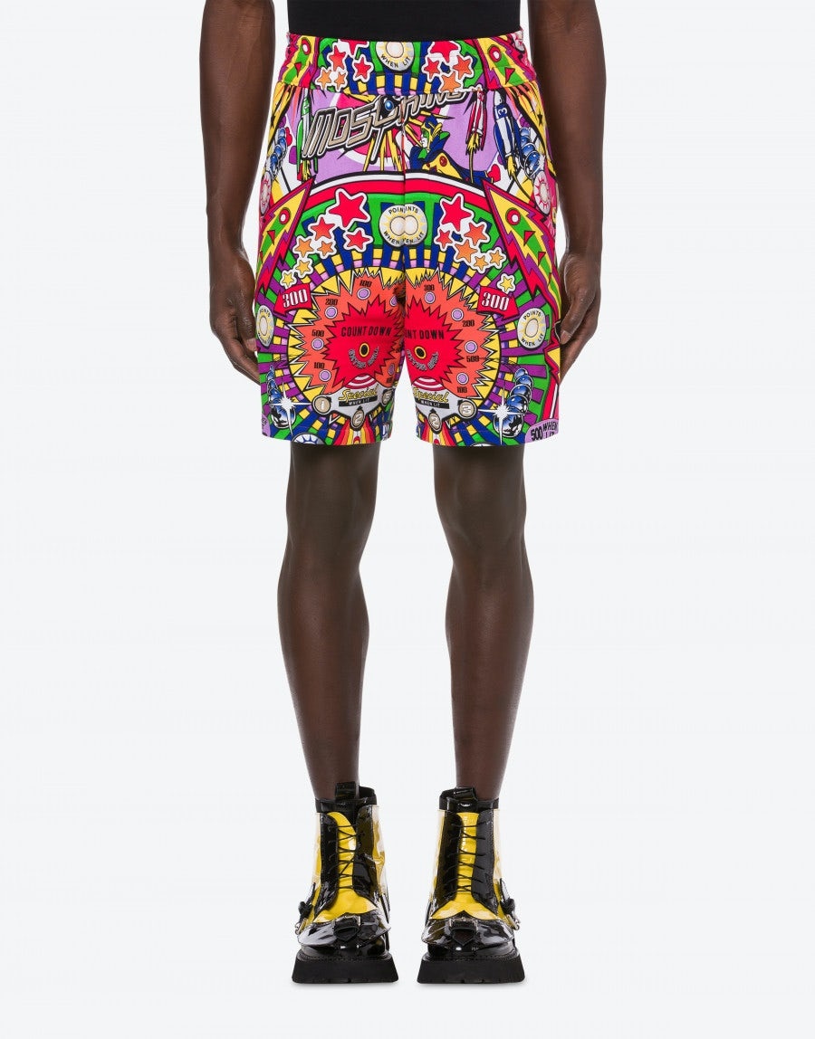 PINBALL PRINT FLEECE BERMUDA SHORTS - 2