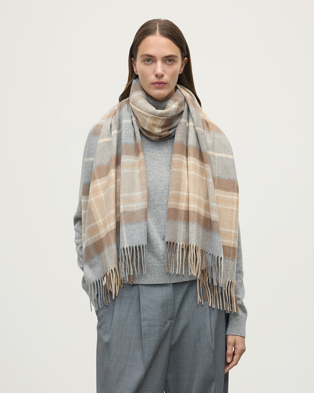 Natural MacKellar Tartan Cashmere Stole - 2
