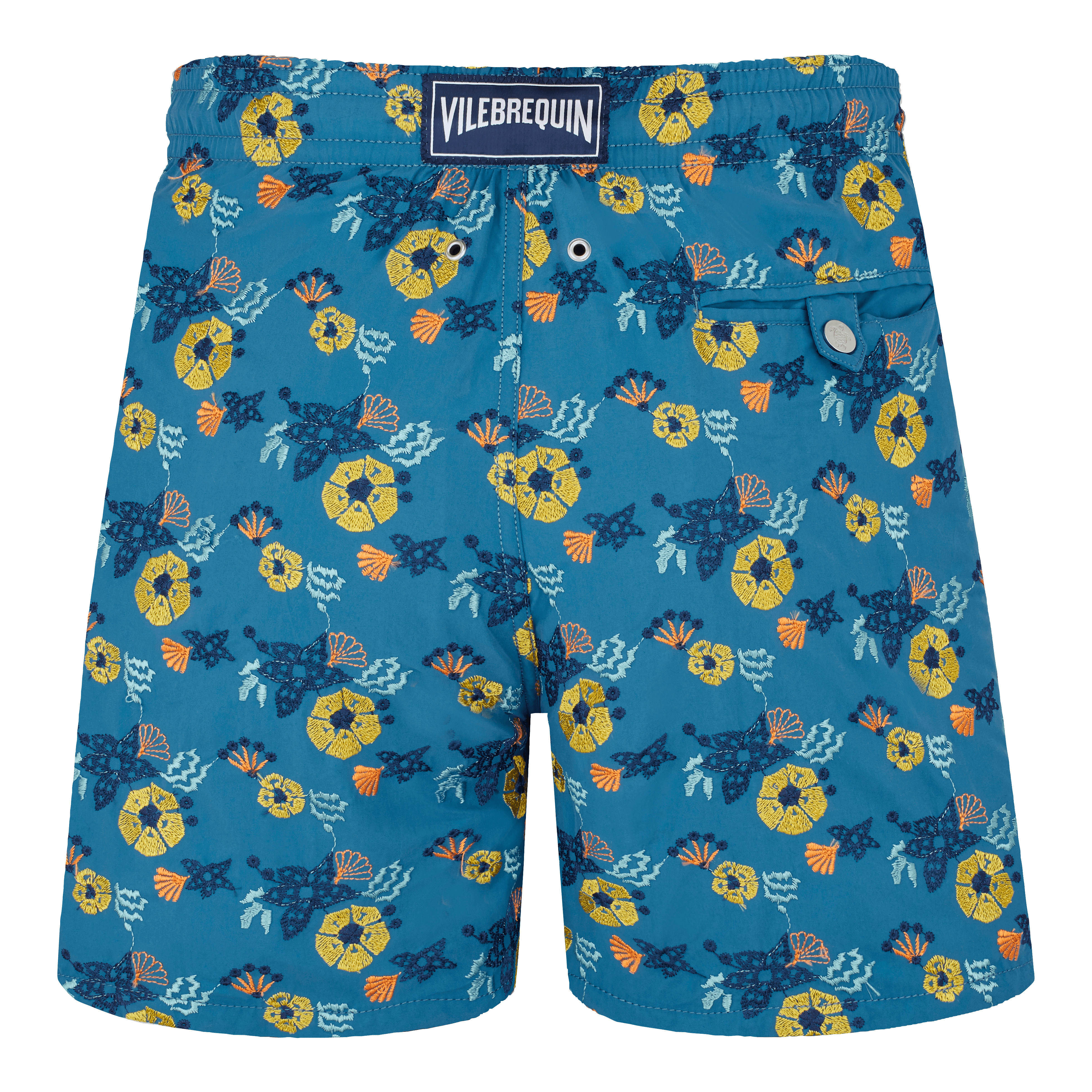 Men Swim Trunks Embroidered Flowers and Shells - Limited Edition - 2