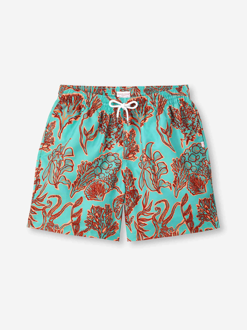 Derek Rose Men's Swim Shorts Turquoise Octopus Print outlook