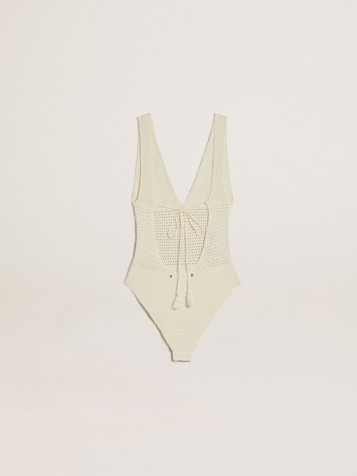 Women's crochet bodysuit in white cotton - 6