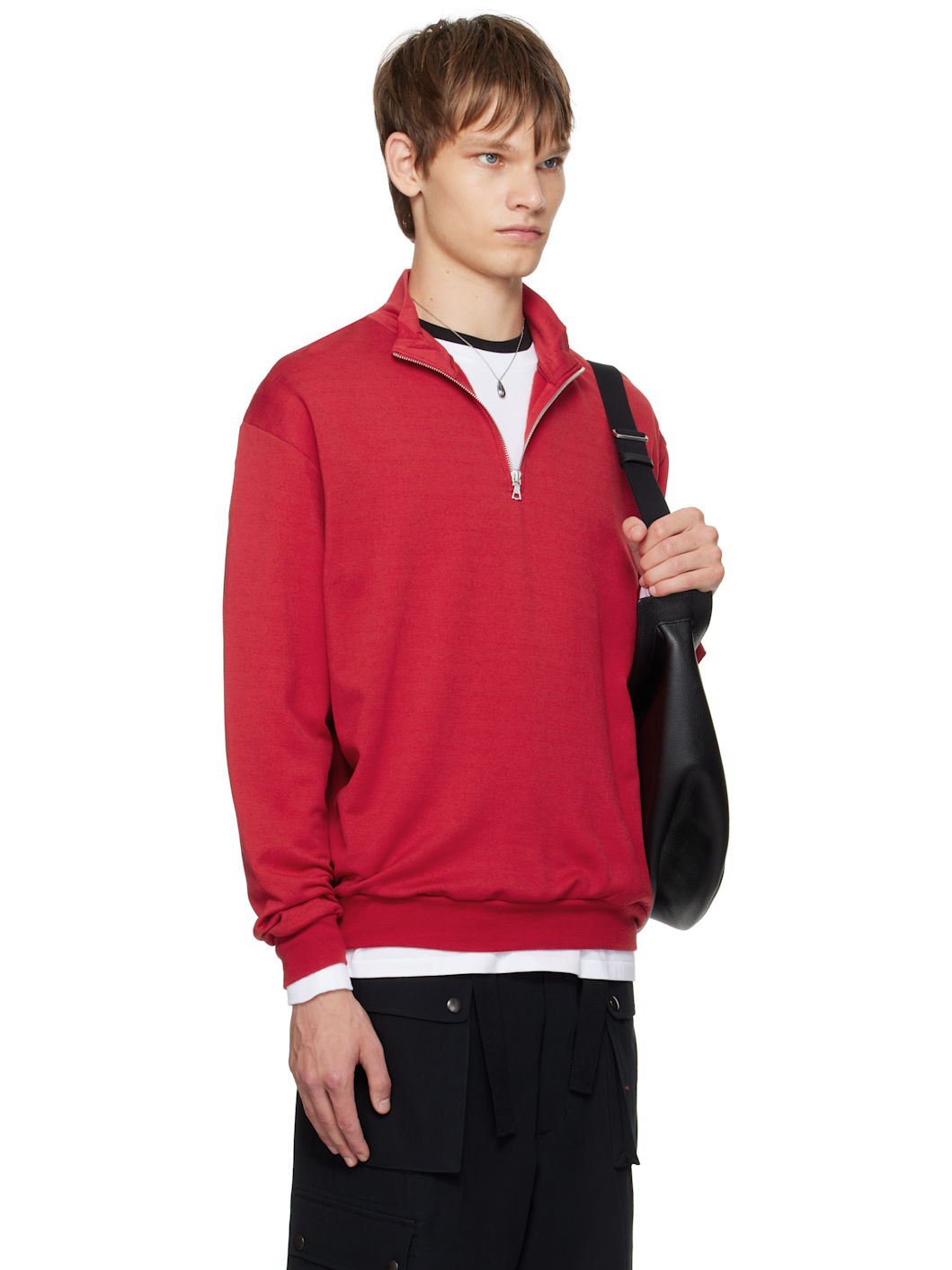 Red Light Wool Sweat Half Zip Sweatshirt - 2