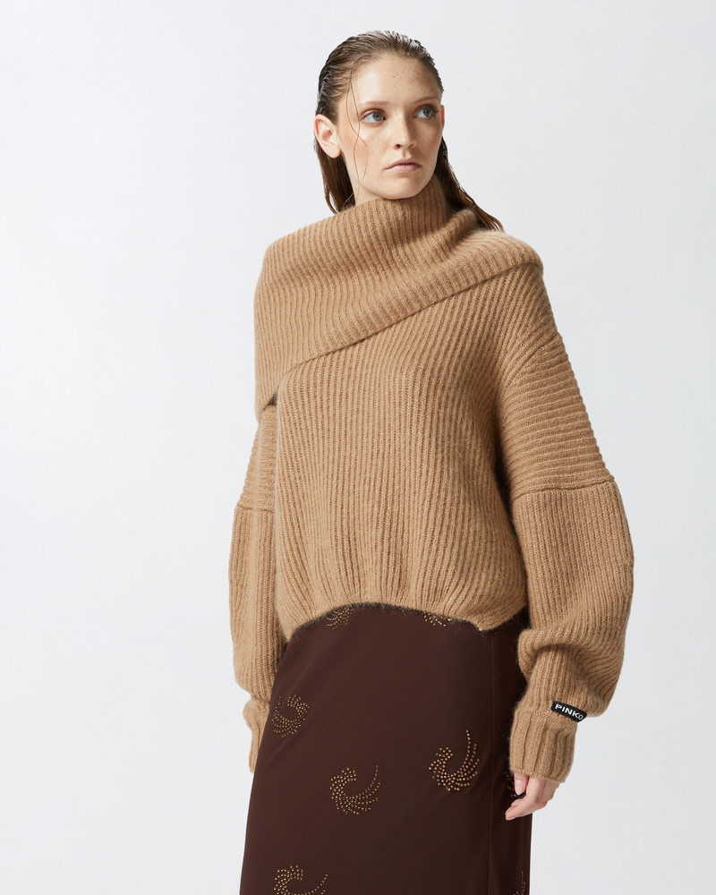 PINKO RIBBED PULLOVER WITH LARGE FOLD-OVER NECK outlook