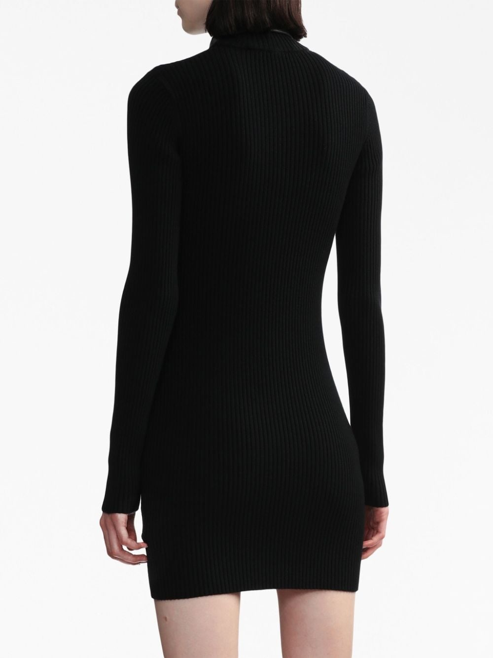 ring-embellished ribbed knit mini dress - 4