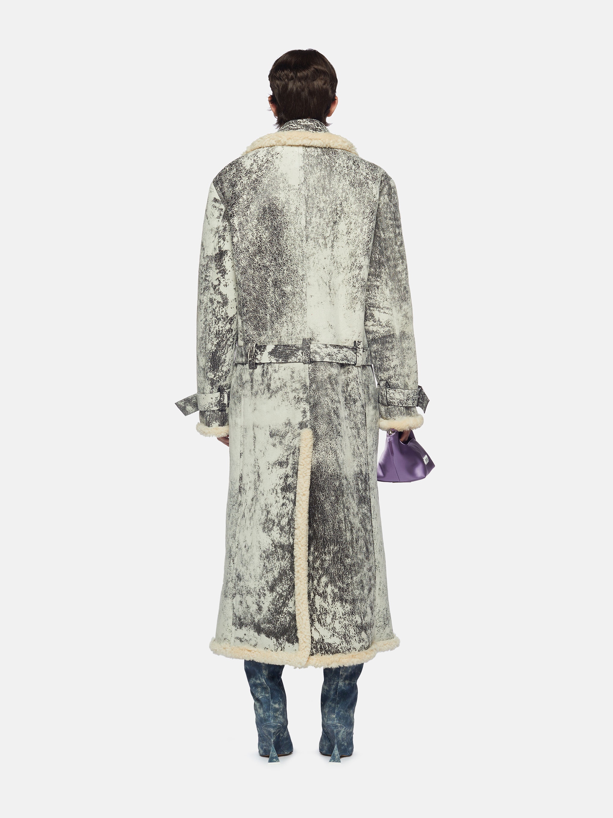 MILK AND DARK GREY LONG COAT - 3