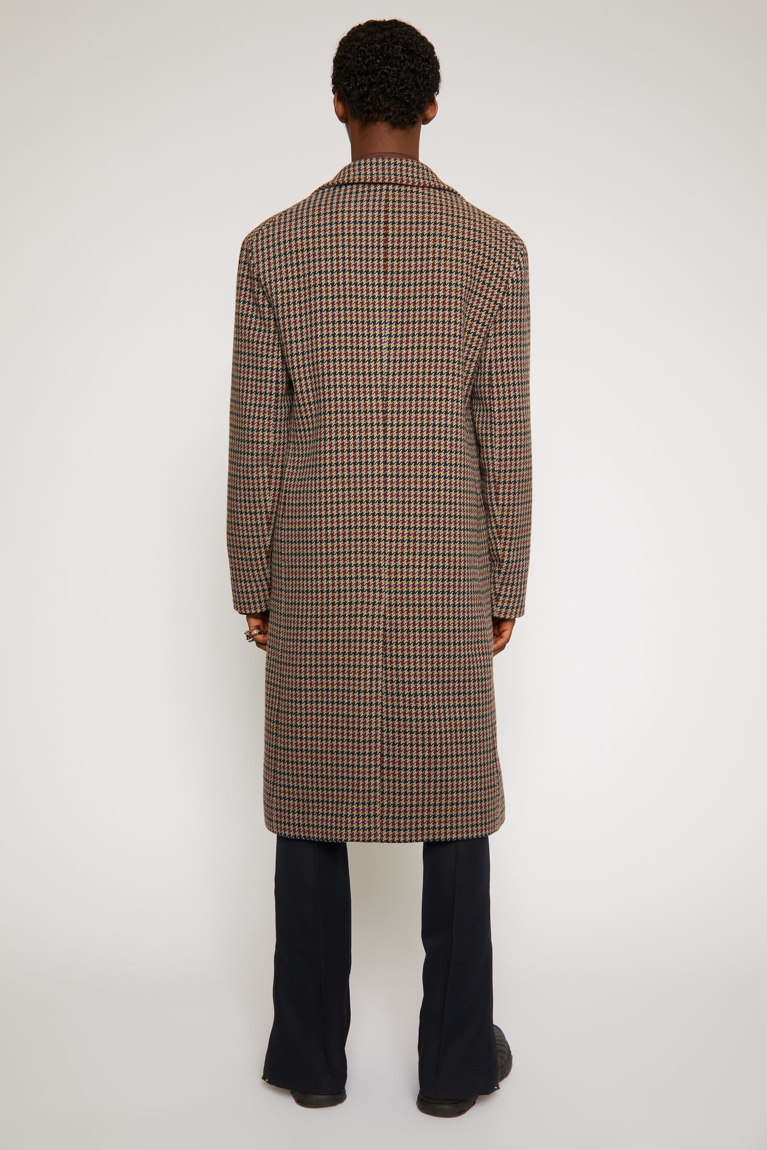 Houndstooth wool-blend coat burgundy/light blue - 4