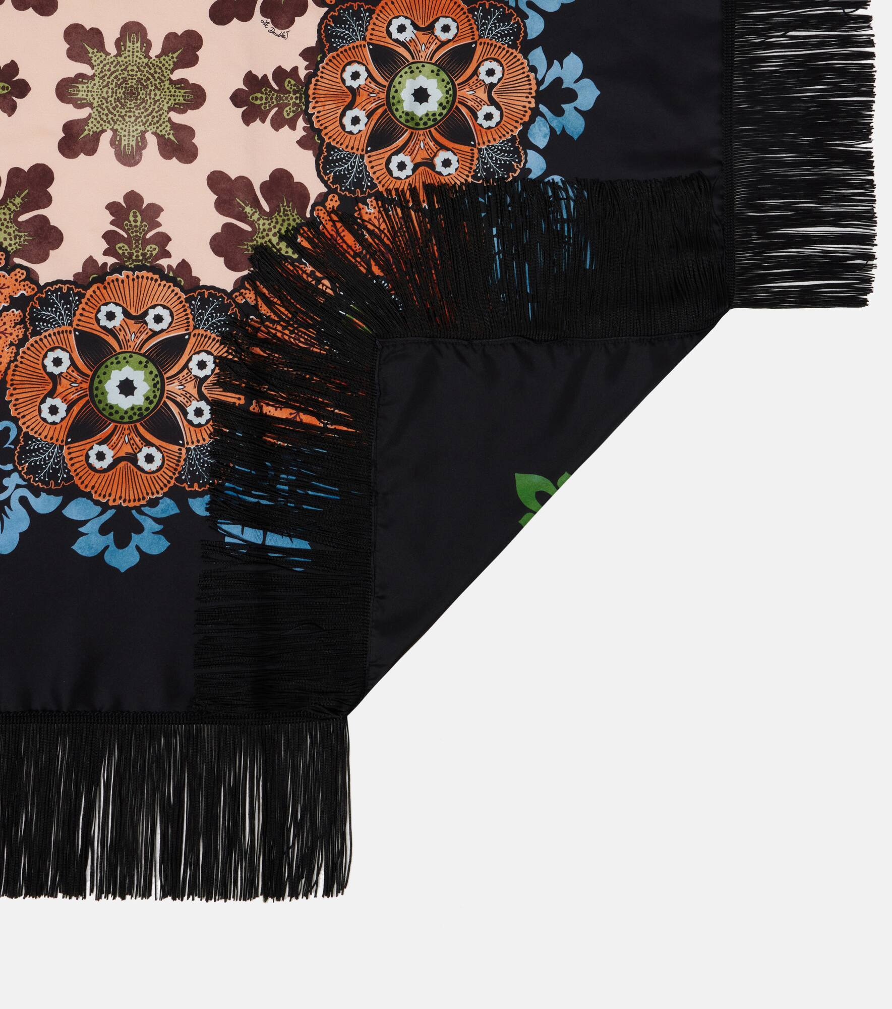 Fringed printed silk twill scarf - 5