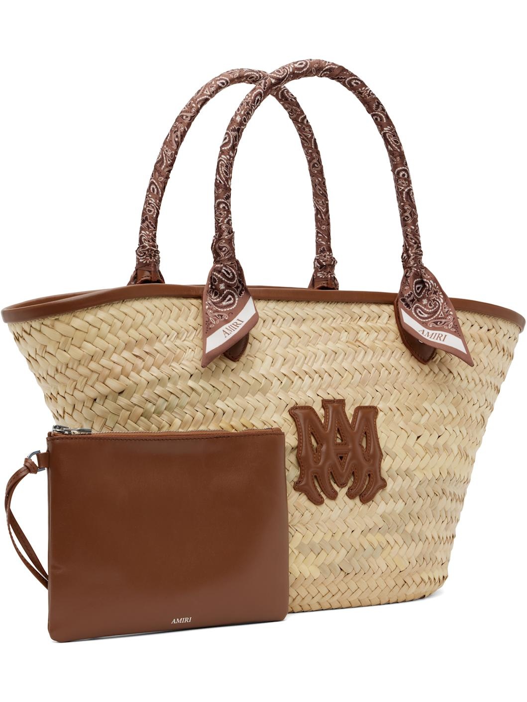 Beige & Brown MA Raffia Macro Tote - 2