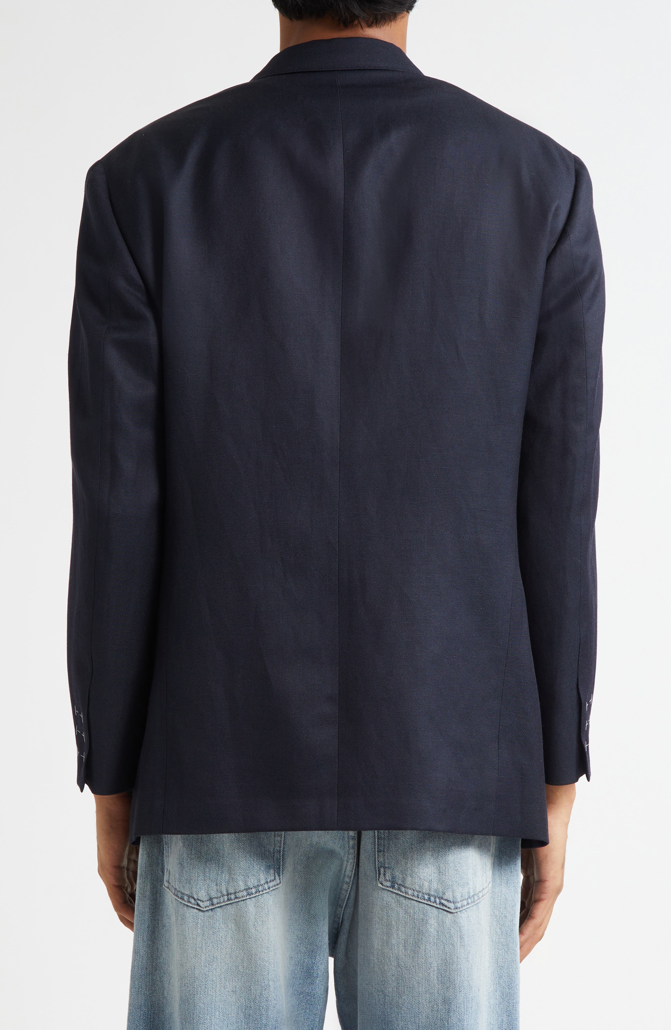 Maison Margiela Work in Progress Virgin Wool & Linen Blazer in Blue at Nordstrom - 2