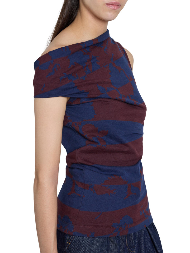 Women's Hunray Asymmetric Abstract Cotton Shirt - Burgundy 6
