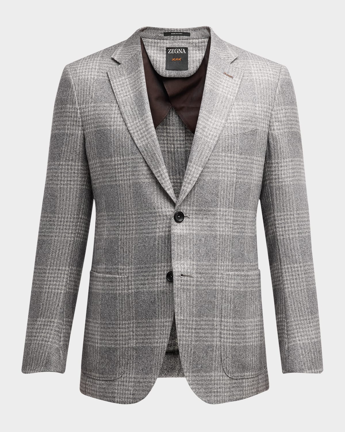 Men's Silk-Cashmere Plaid Sport Coat - 8