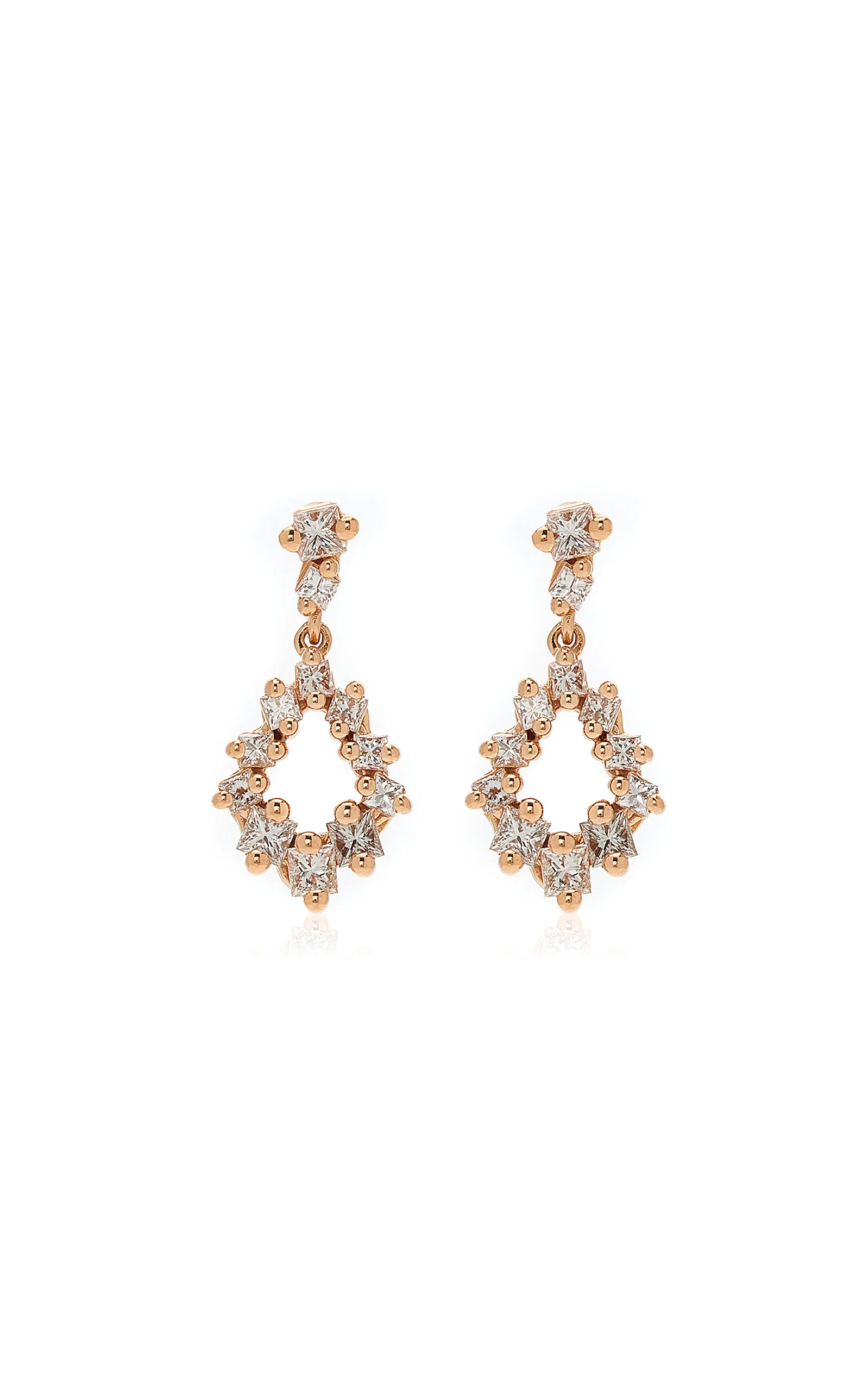 Pear-Shaped 18K Rose Gold Diamond Earrings - 1