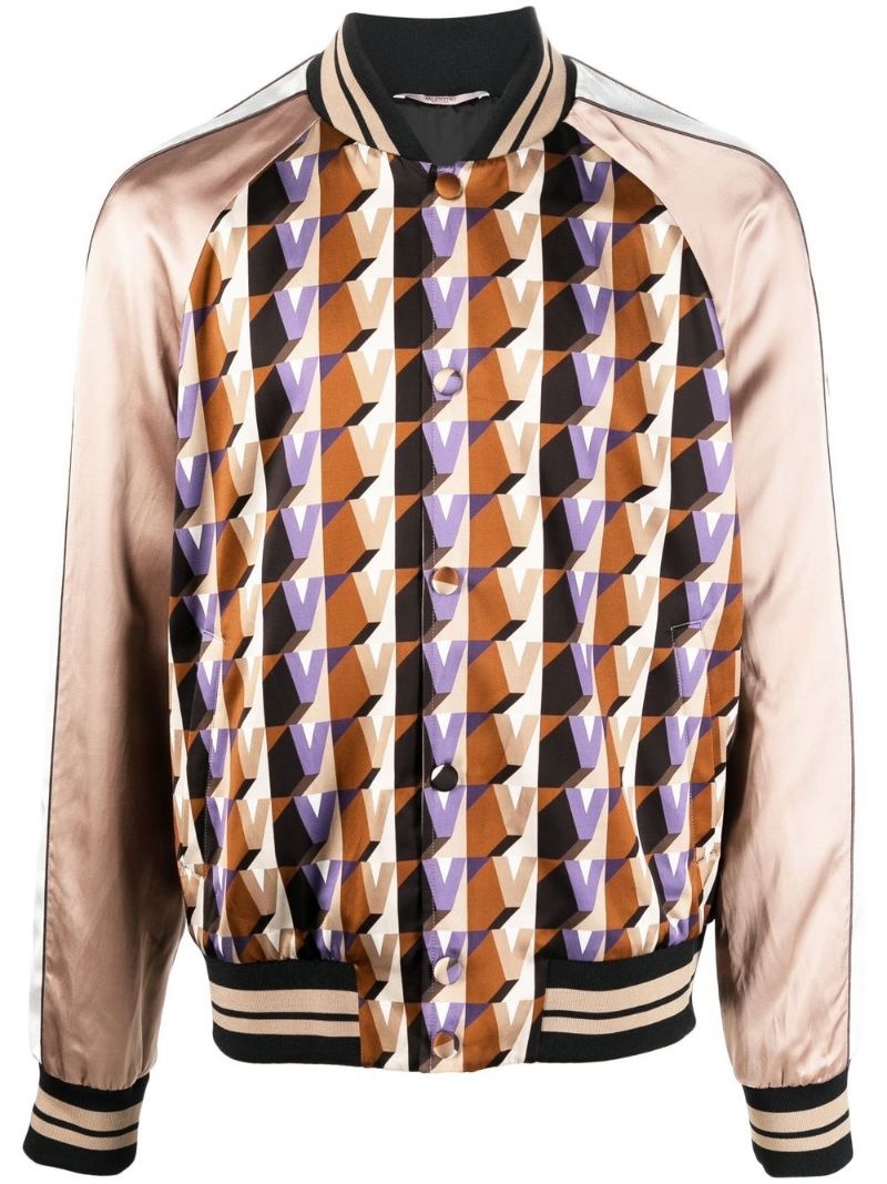 geometric-print bomber-jacket - 1