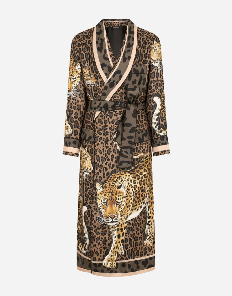 Leopard-print silk robe - 3