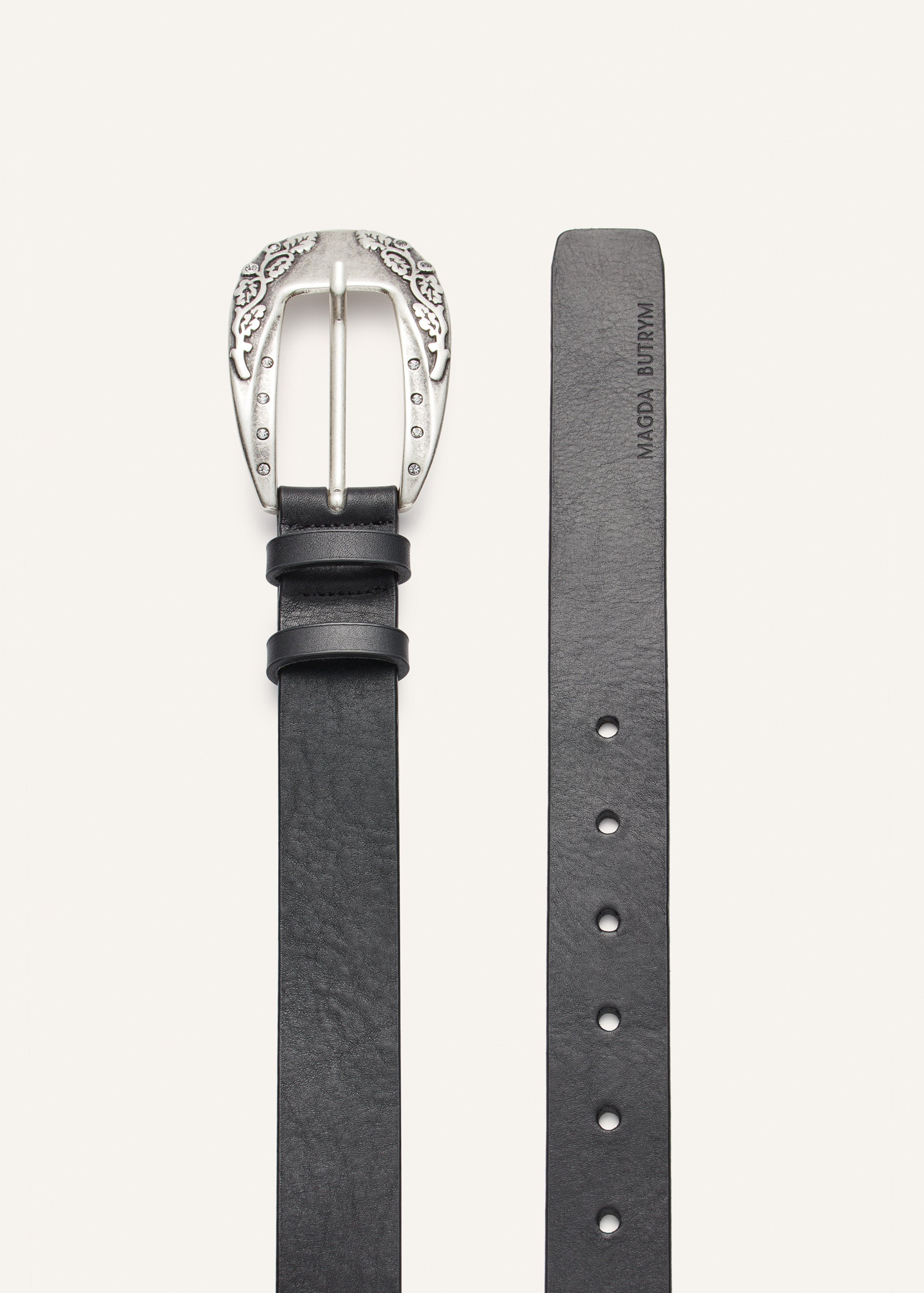 Crystal buckle belt in silver - 1