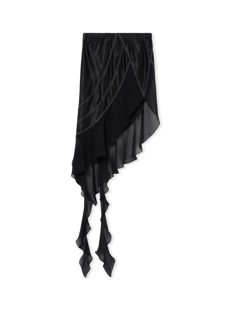 Geo Satin Pkt Belt Col Block Skirt 1