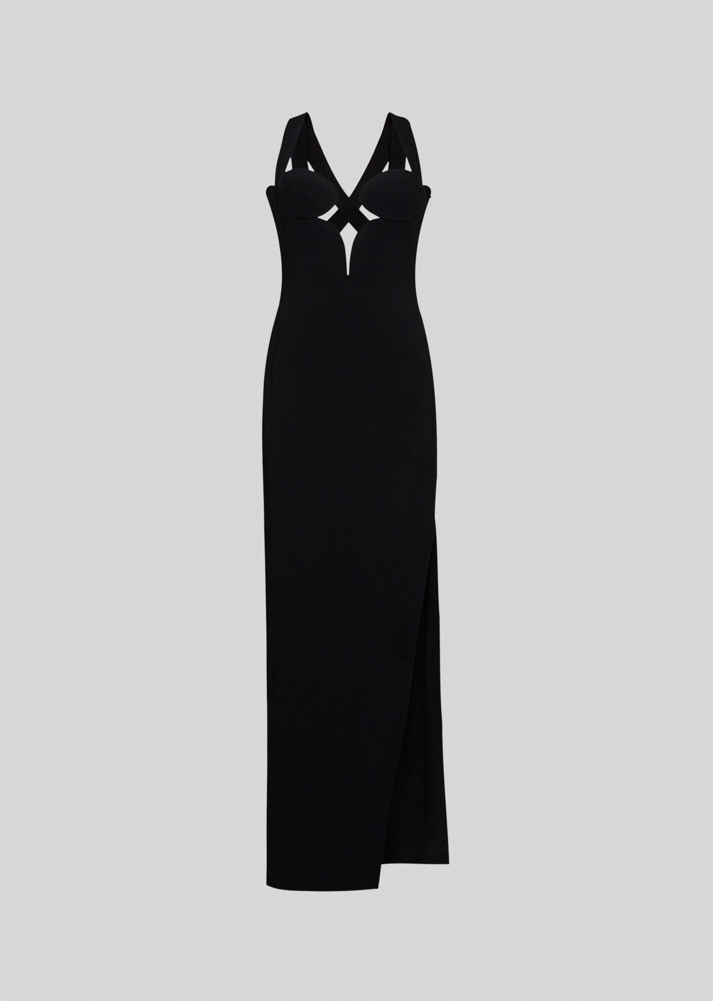 Graphic Neckline Evening Dress - 1