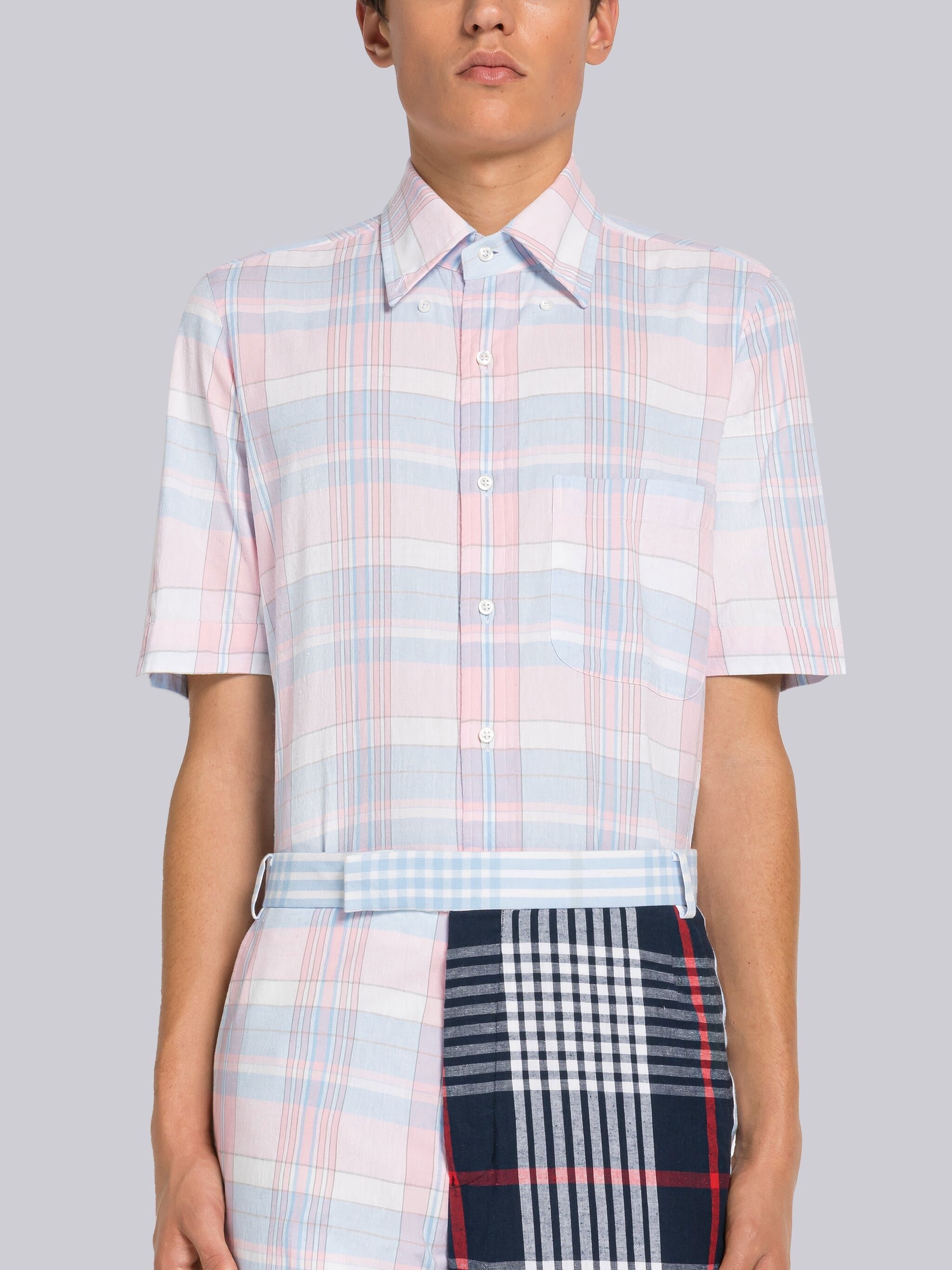 MADRAS COTTON STRAIGHT FIT SHORT SLEEVE SHIRT - 1