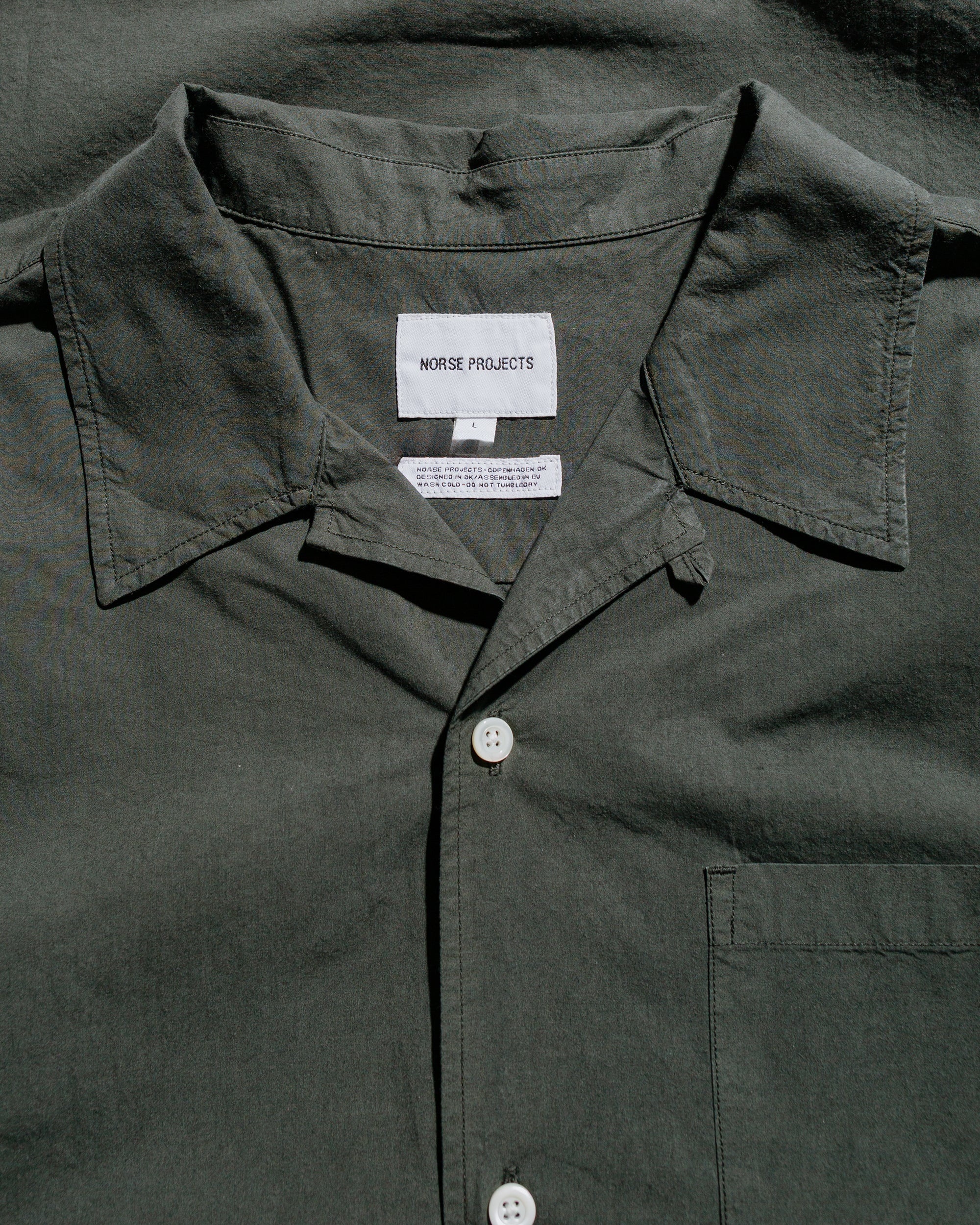 Carsten Cotton Tencel Shirt Black Olive - 5
