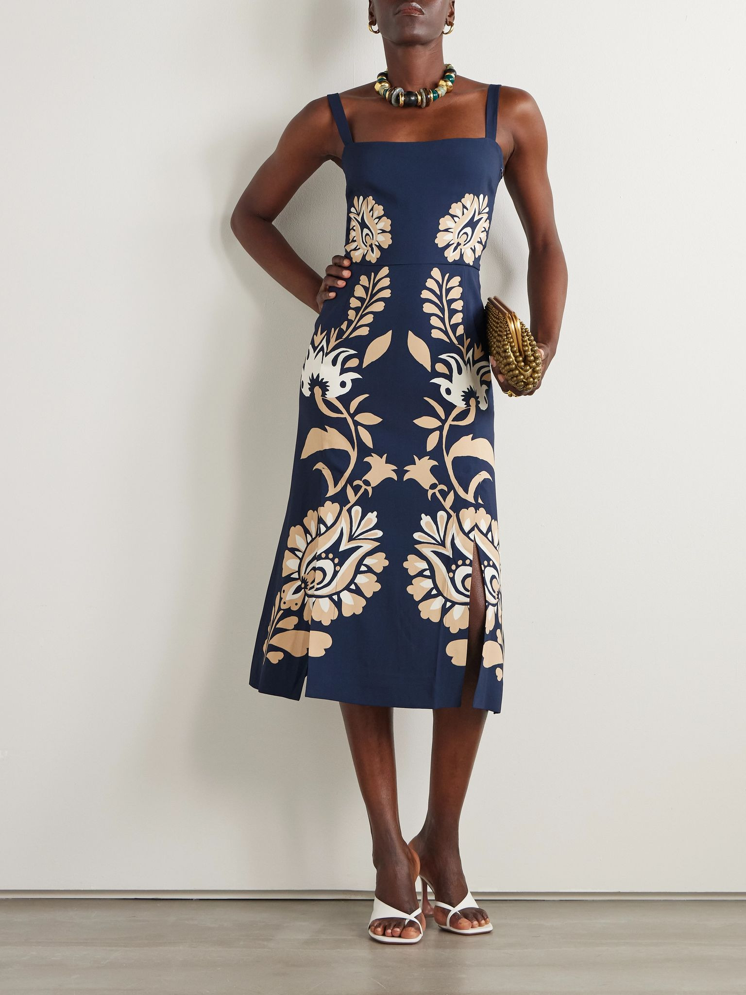 Buy Me A Martini floral-print crepe midi dress Blue - 2