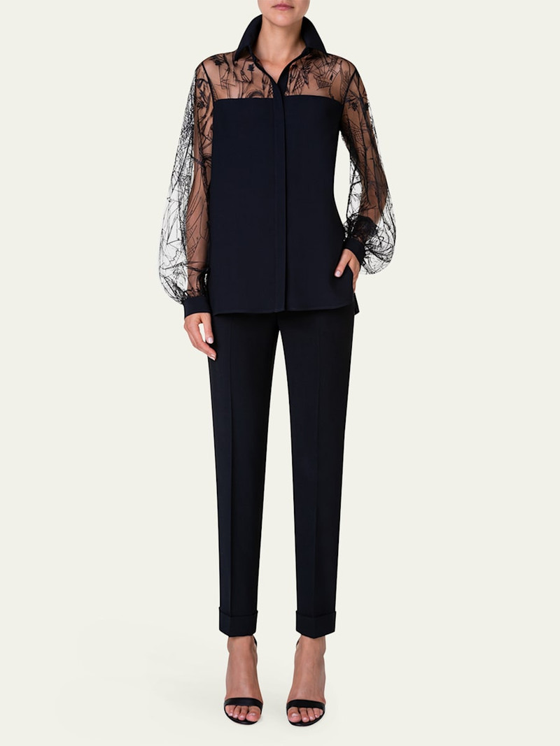 AKRIS Chris Pleated Straight-Leg Pants outlook